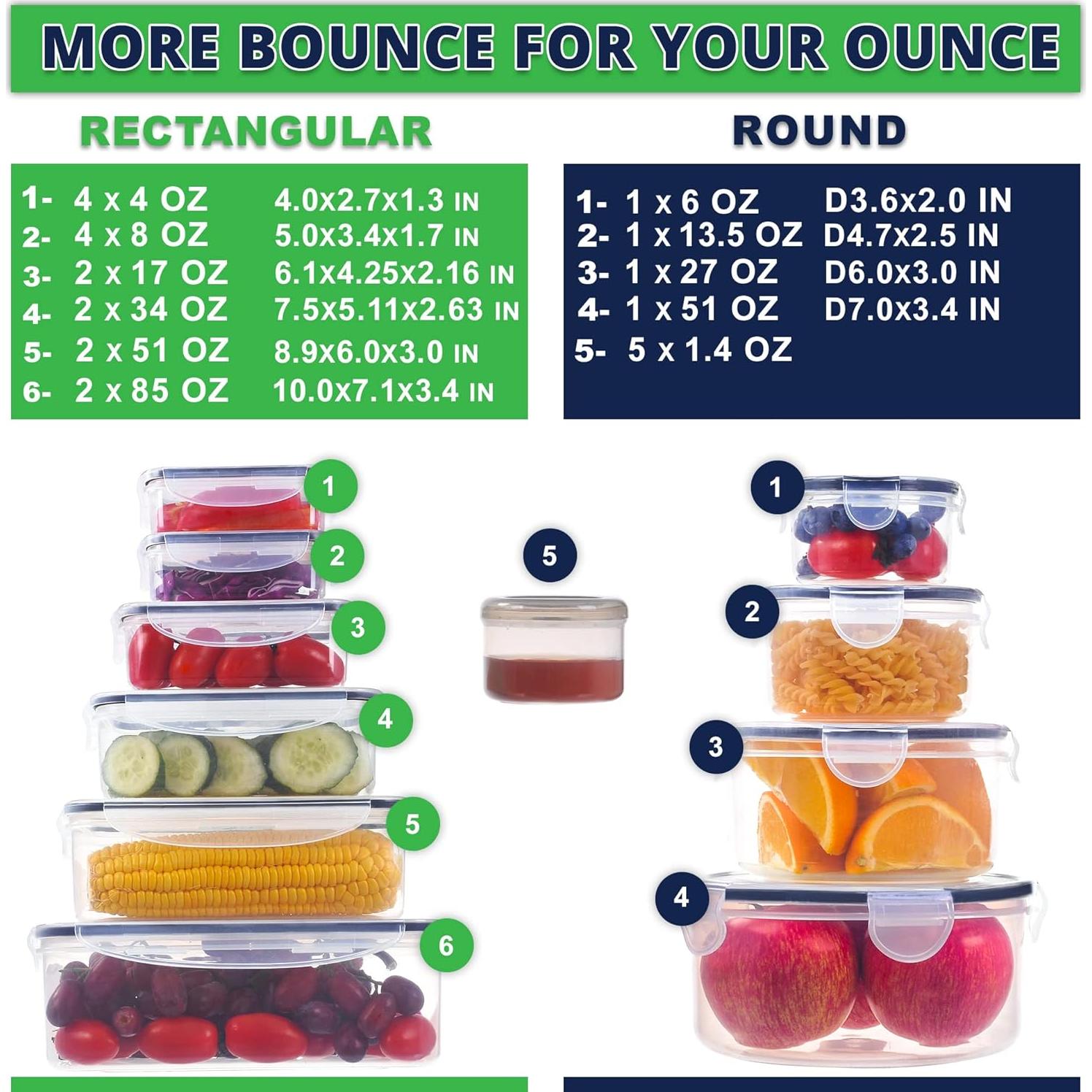 RockBerry 50 Pcs Contenedores de Almacenamiento Herméticos 2.5L