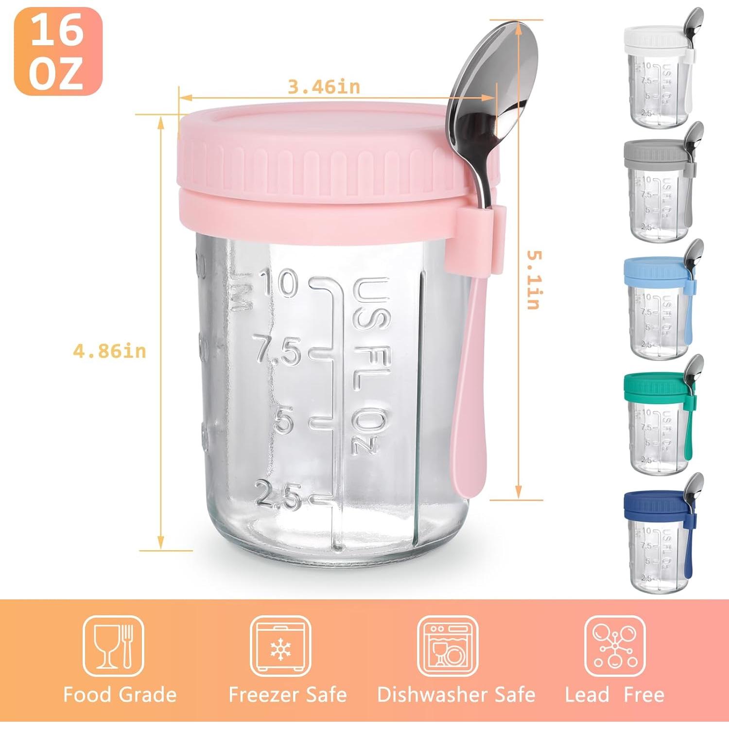 OcePor 6 Tarros de Cristal para Avena Nocturna 0.47L