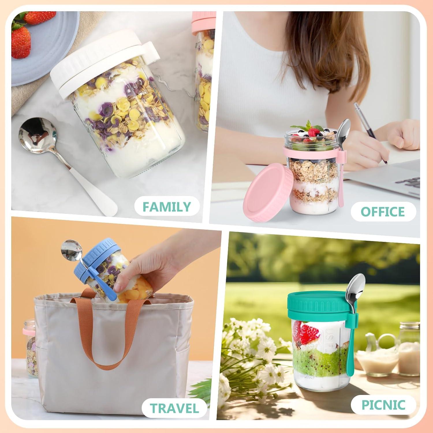 OcePor 6 Tarros de Cristal para Avena Nocturna 0.47L