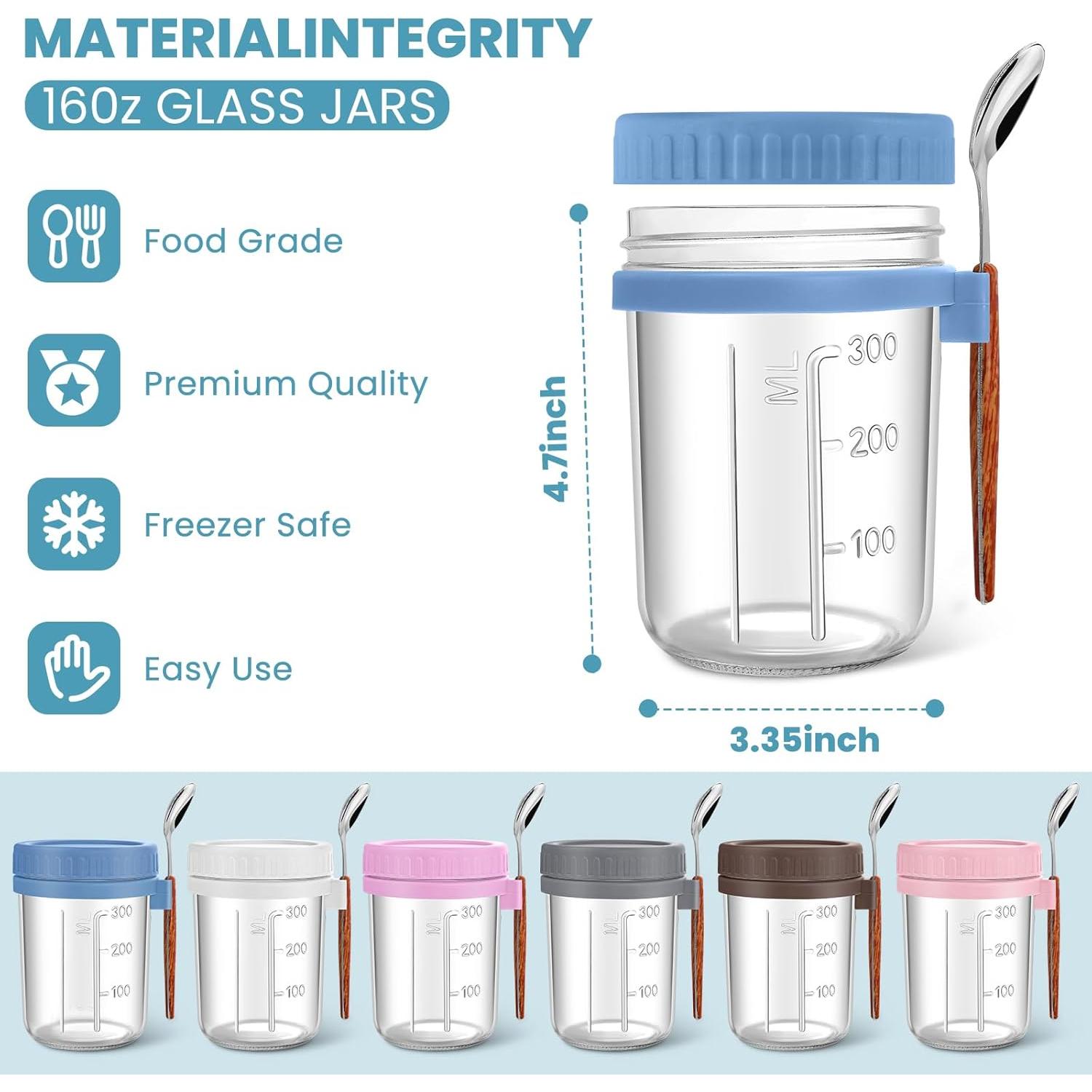 Paquete de 6 Tarros de Cristal Mason 473ml Yeenhoopy - Avena Nocturna