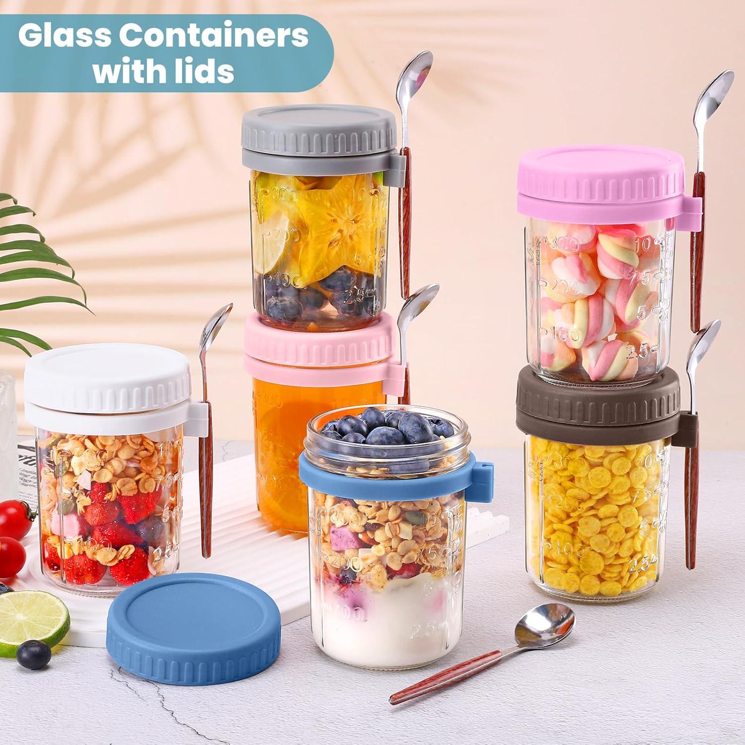 Paquete de 6 Tarros de Cristal Mason 473ml Yeenhoopy - Avena Nocturna