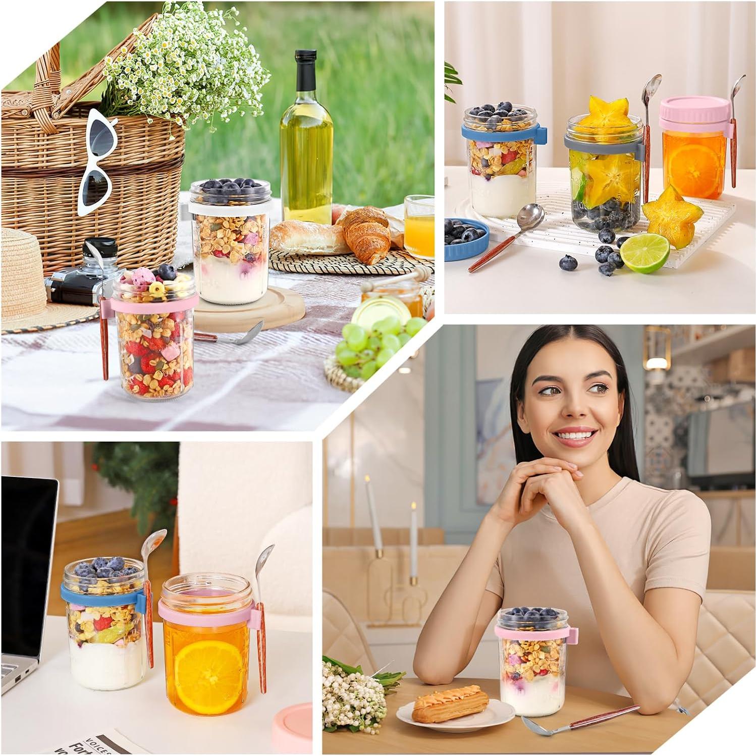 Paquete de 6 Tarros de Cristal Mason 473ml Yeenhoopy - Avena Nocturna