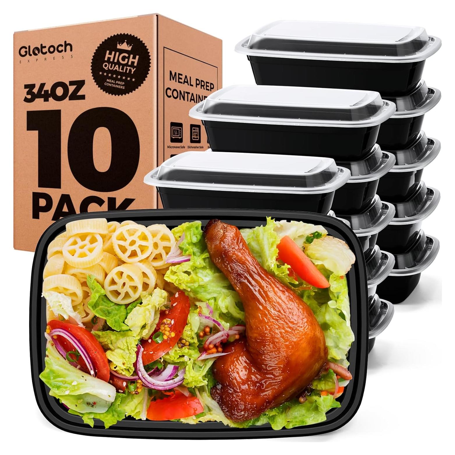 Contenedores de Comida Glotoch 34oz, Paquete de 10 Reutilizables