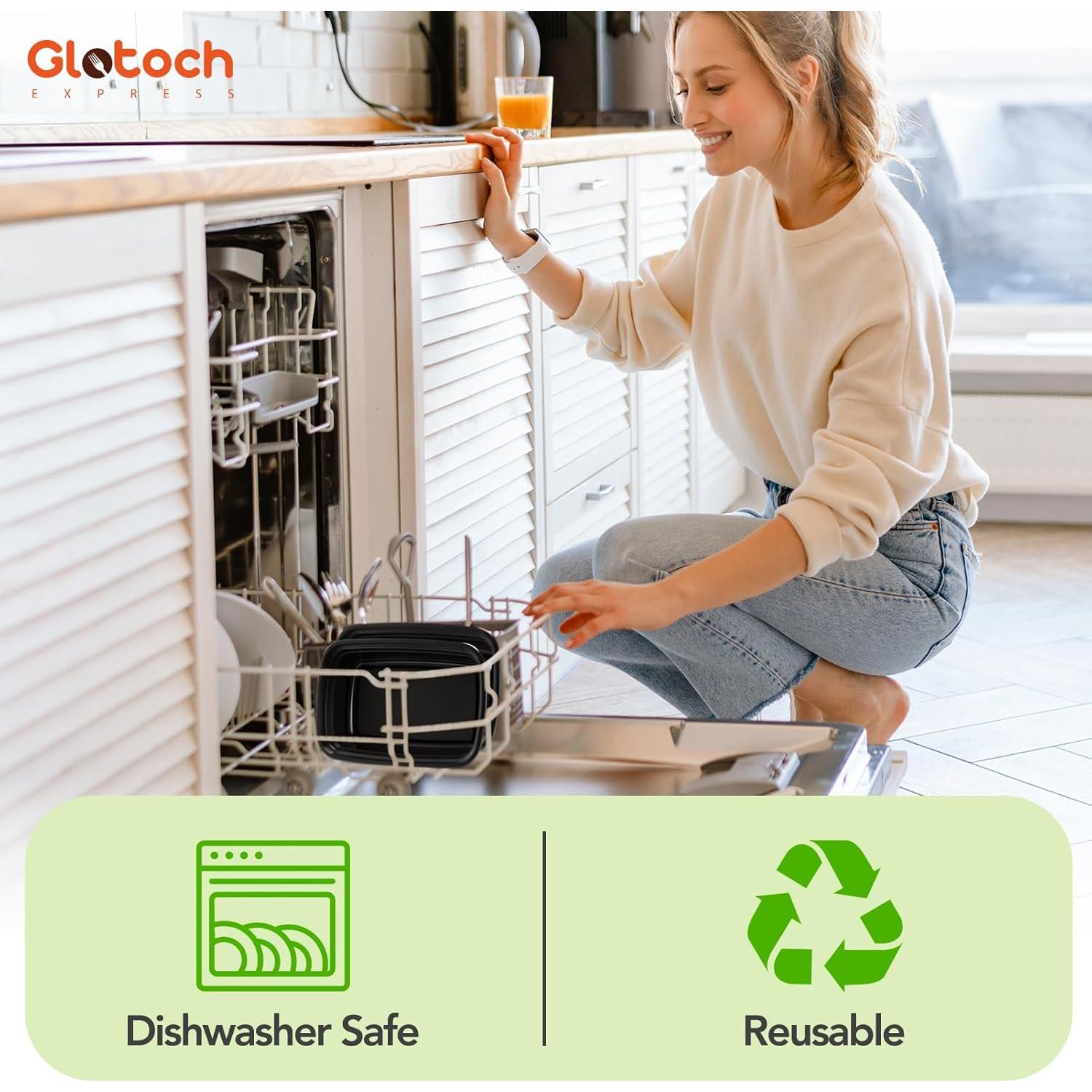 Contenedores de Comida Glotoch 34oz, Paquete de 10 Reutilizables