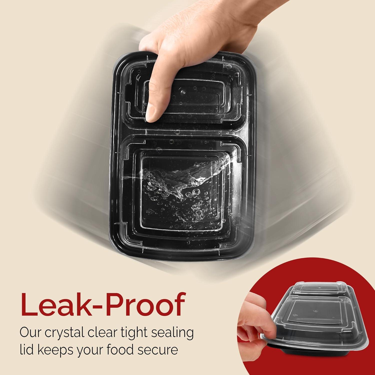 Contenedores de Comida Reli 32 oz 25 Paquete 2 Compartimentos