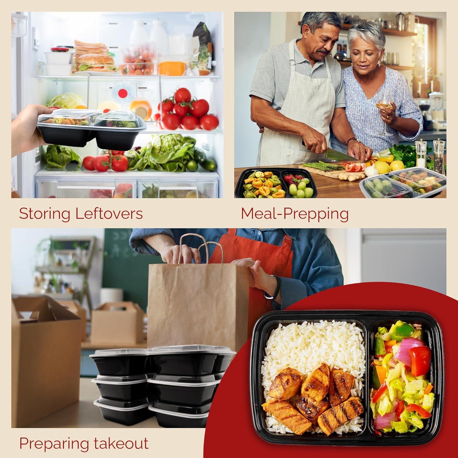 Contenedores de Comida Reli 32 oz 25 Paquete 2 Compartimentos