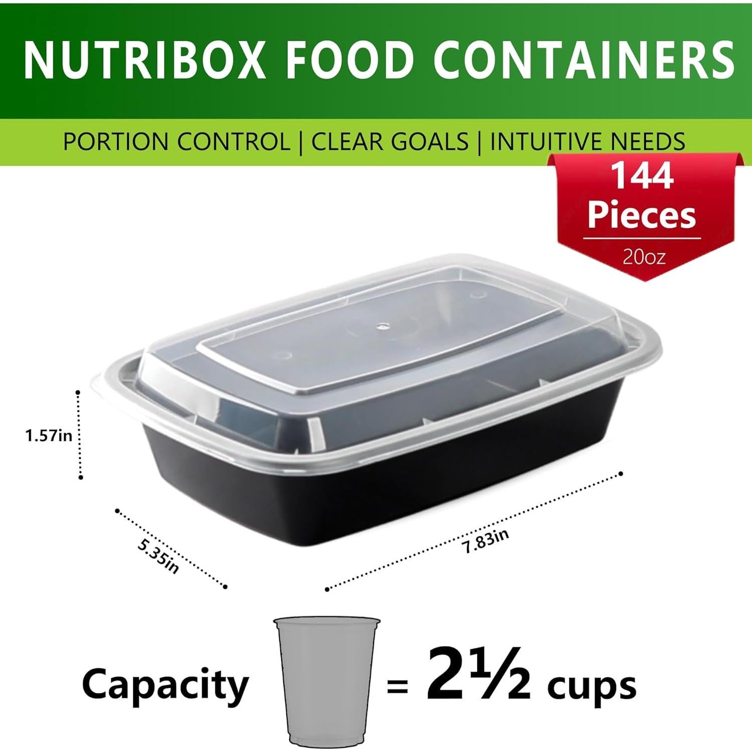 Contenedores de Comida Nutribox 20 oz 48 Piezas Reutilizables