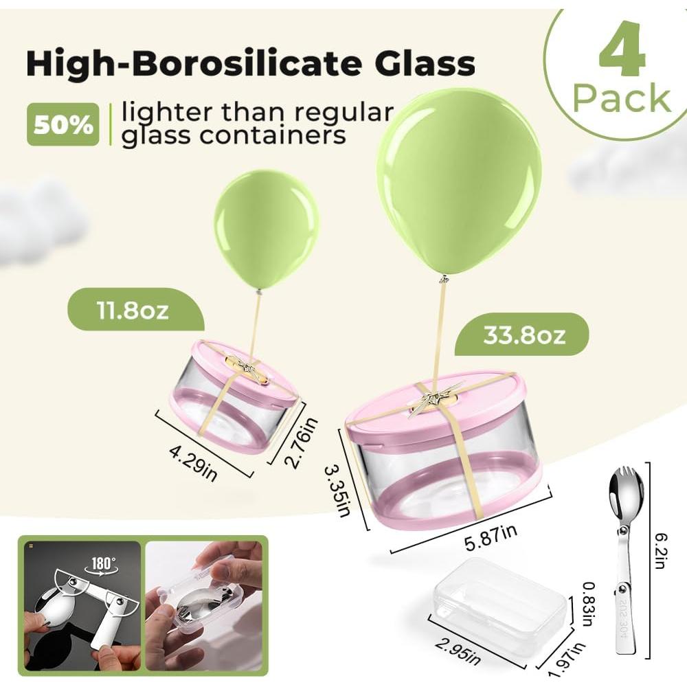 Contenedores de Almacenamiento de Comida de Vidrio SAYAPE 4 Pzas