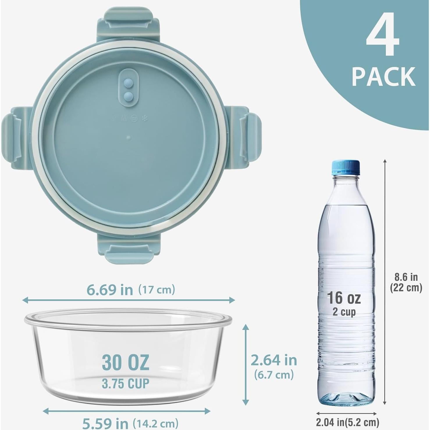 Juego de 4 Contenedores de Vidrio Freshmage 3.75 Tazas