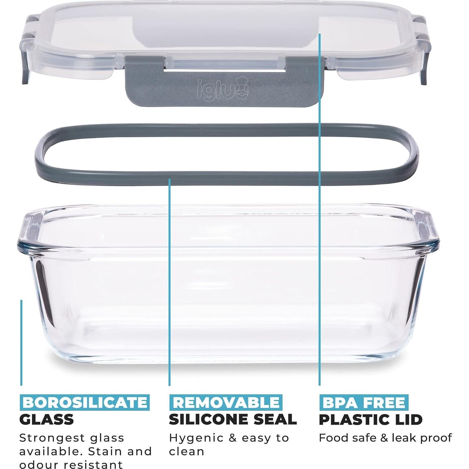 Contenedores de Almacenamiento de Comida Igluu 10 Piezas Vidrio 1050ml