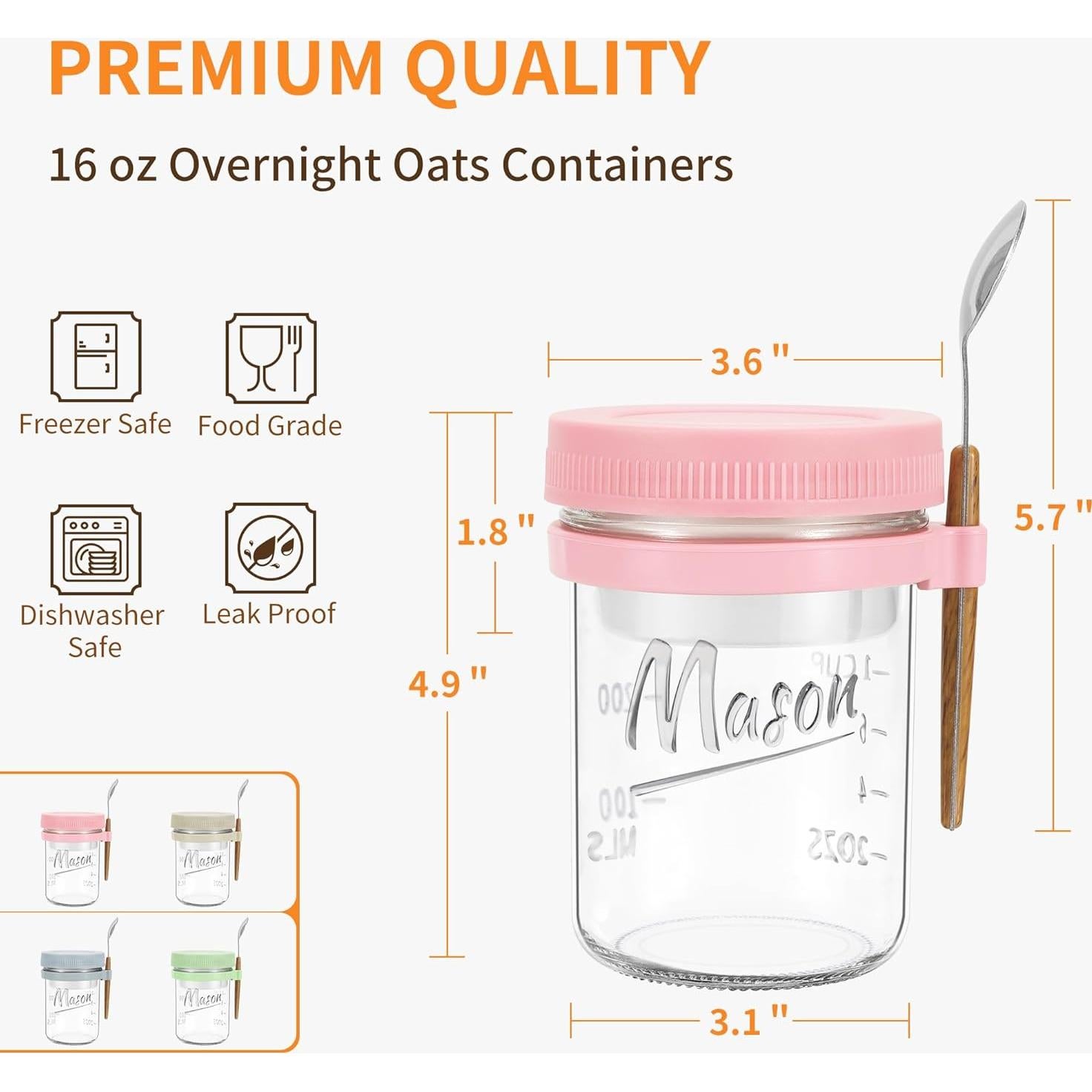 Paquete de 4 Tarros de Vidrio Herméticos 473 ml Xyptorix