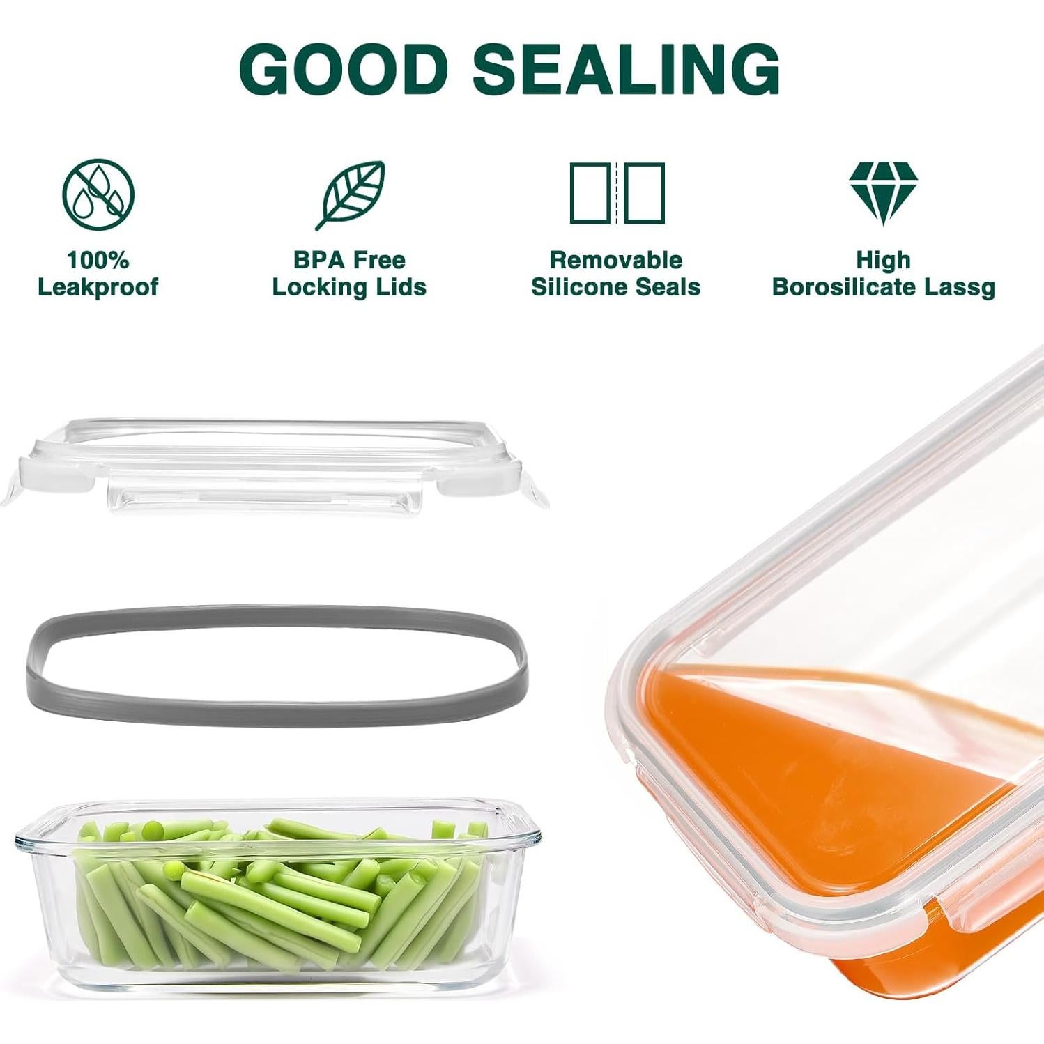 Set de 10 Contenedores de Almacenamiento de Vidrio Glotoch