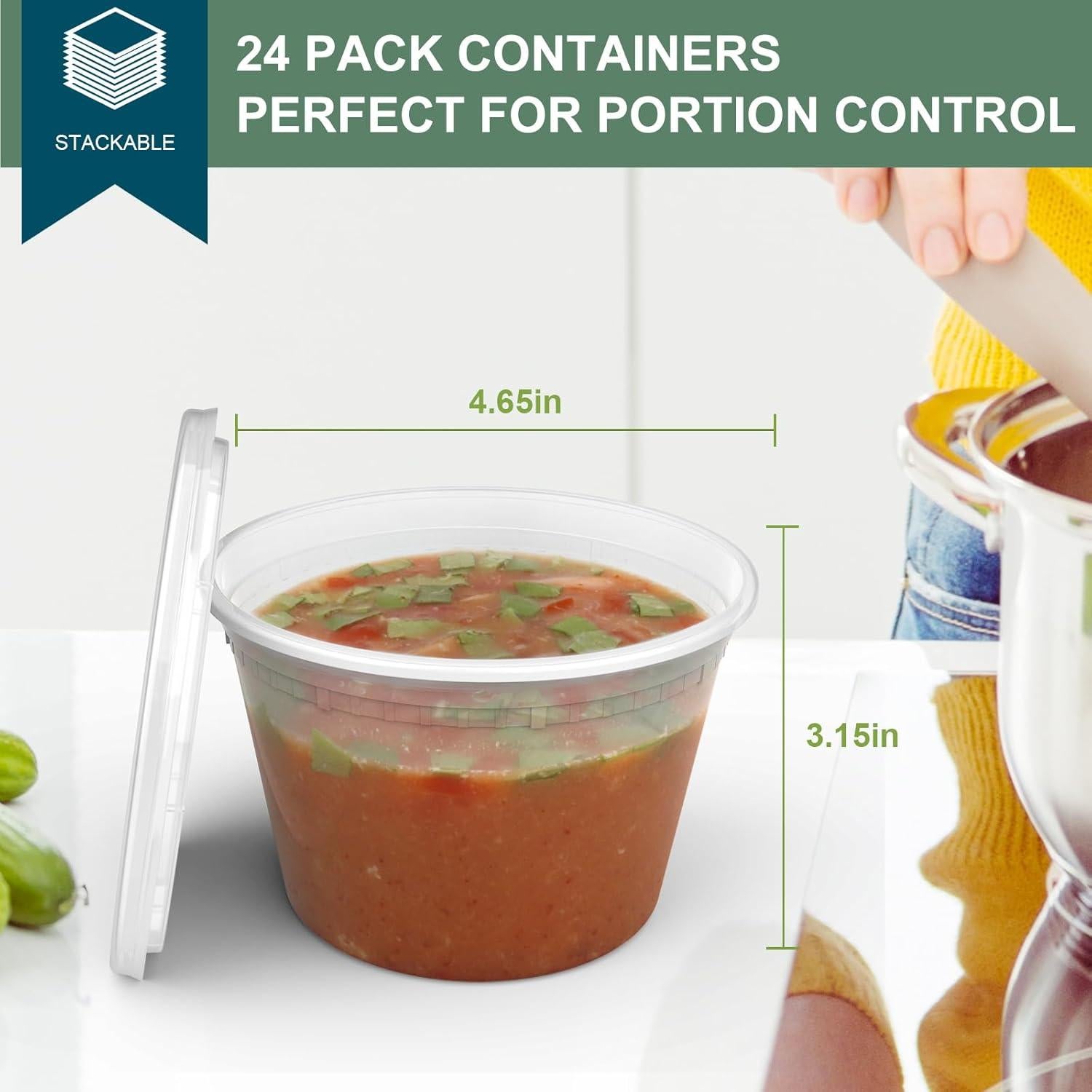 Contenedores Deli VIVIGU 473ml 24 Set - A Prueba de Fugas