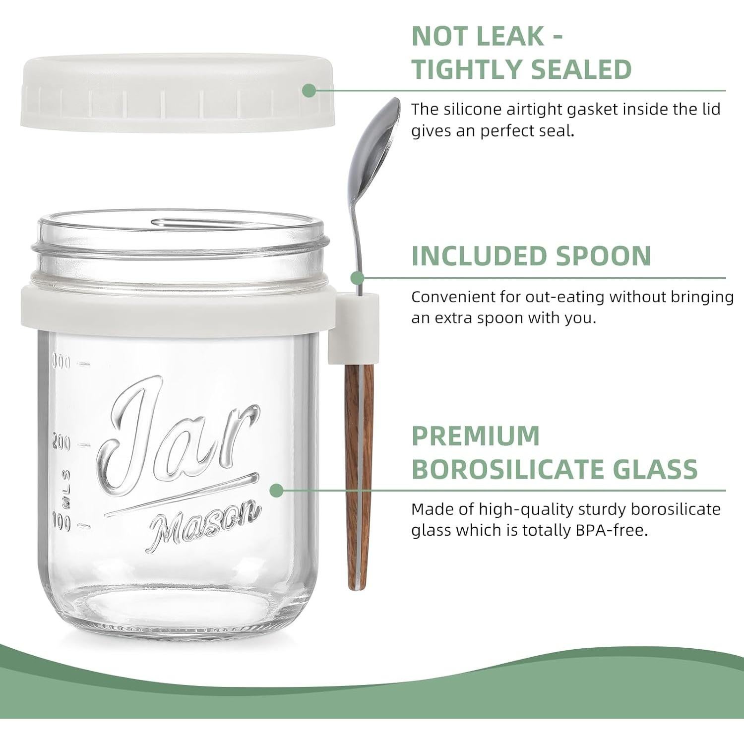 Tarros de Cristal Mason LANDNEOO 473 ml 4 Pack con Tapas