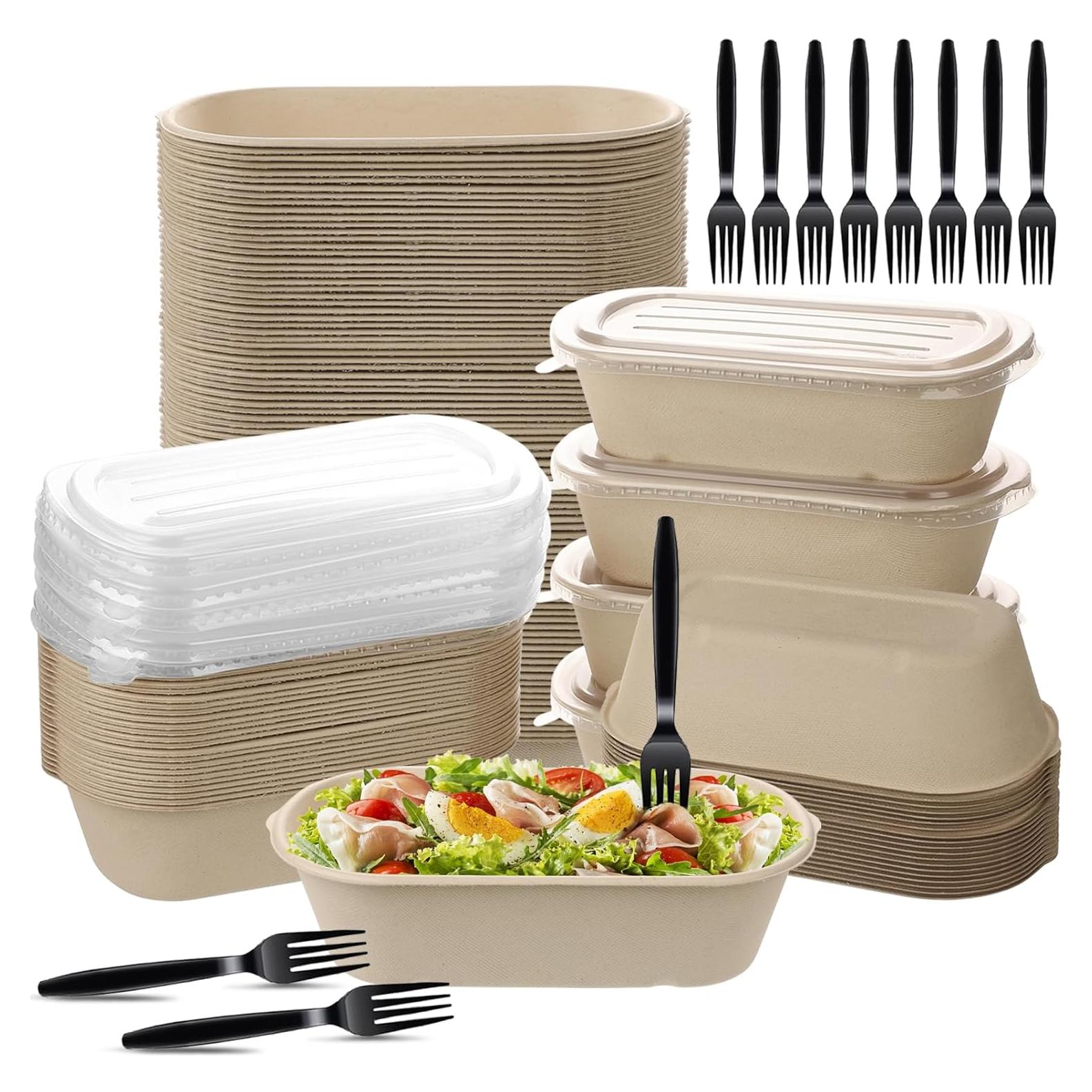 Paquete de 50 Contenedores Desechables Retainbre 23 oz con Tapas