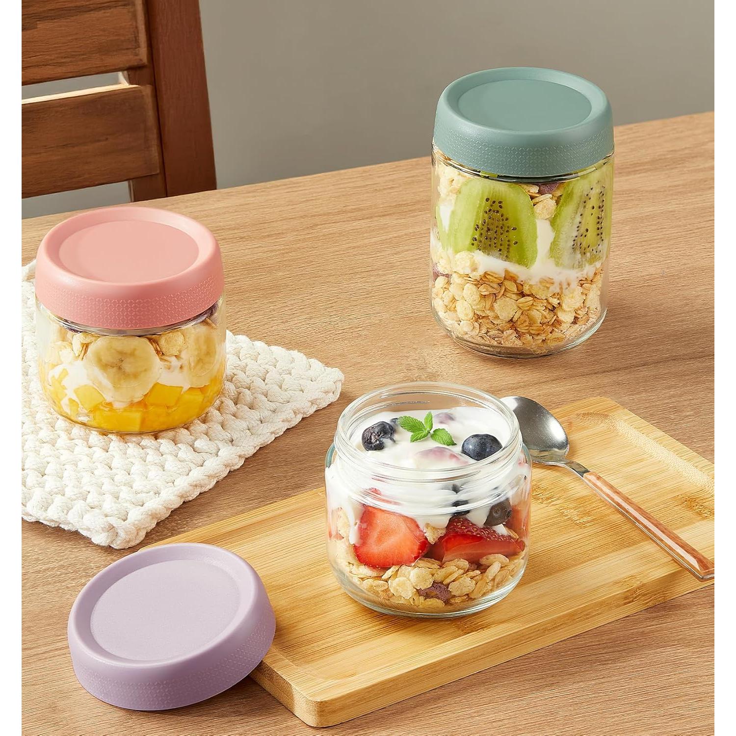 Juego de 9 Tarros de Vidrio Mason para Avena Nocturna 16oz 10oz 4oz