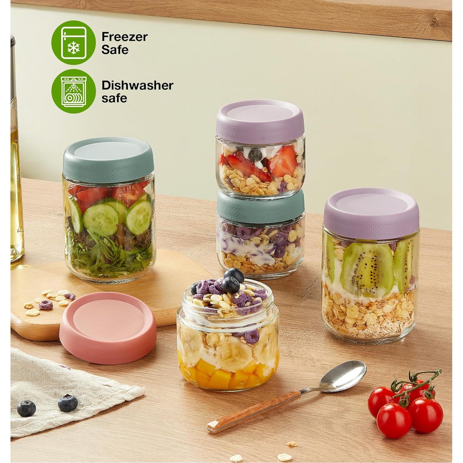 Juego de 9 Tarros de Vidrio Mason para Avena Nocturna 16oz 10oz 4oz