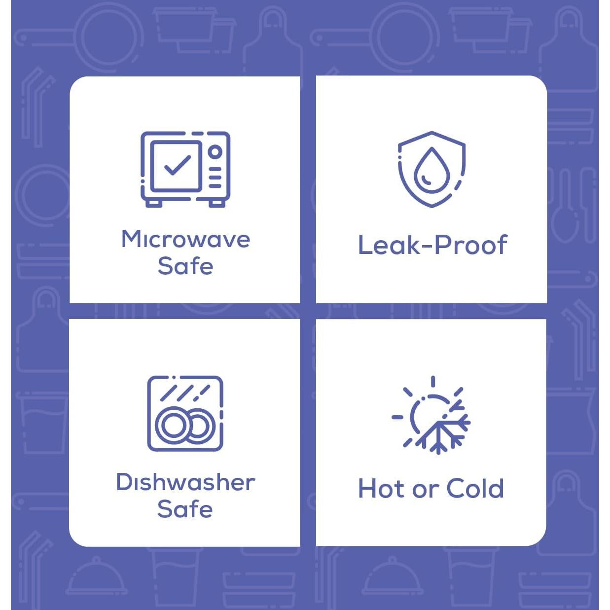 Contenedores de Comida Reutilizables Paquete Cómodo 50 Pzas 24 oz