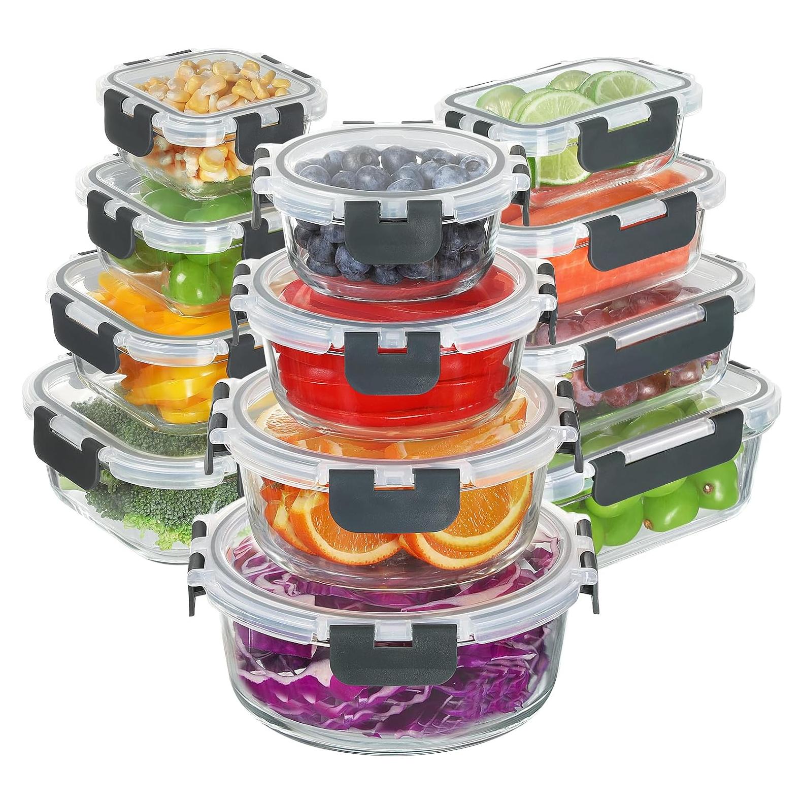 Juego de 24 Contenedores de Almacenamiento de Vidrio BAYZZ