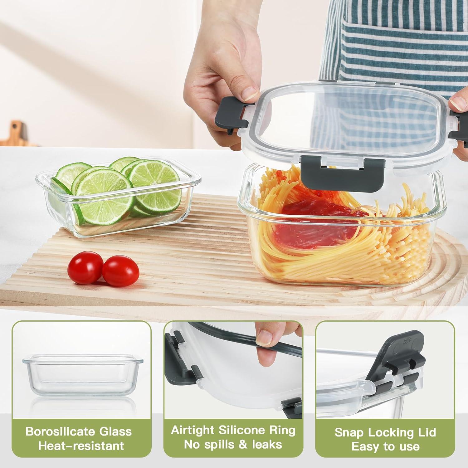 Juego de 24 Contenedores de Almacenamiento de Vidrio BAYZZ