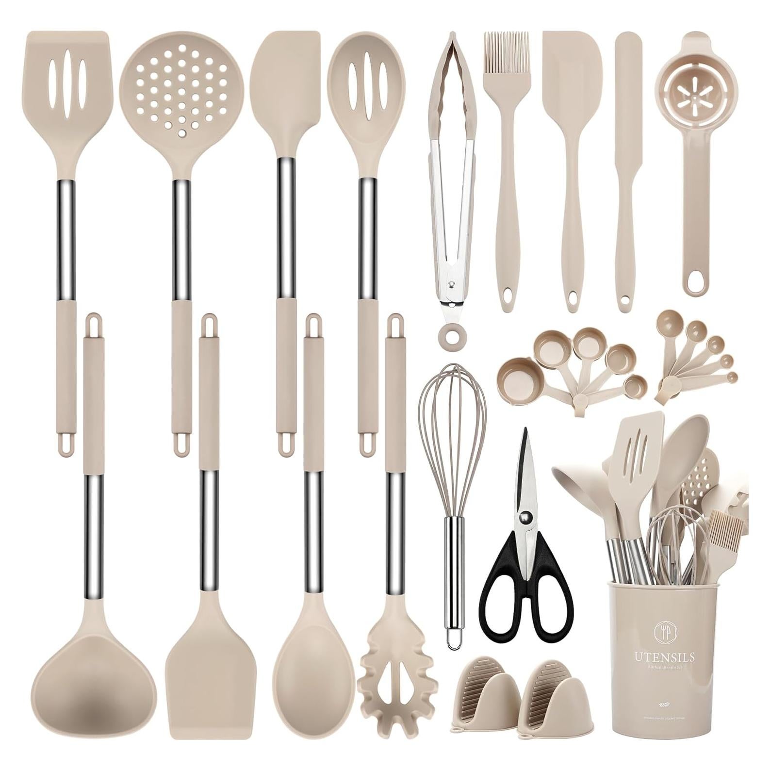 Juego de Utensilios de Cocina NCUE 28 Piezas Silicona Acero Inoxidable