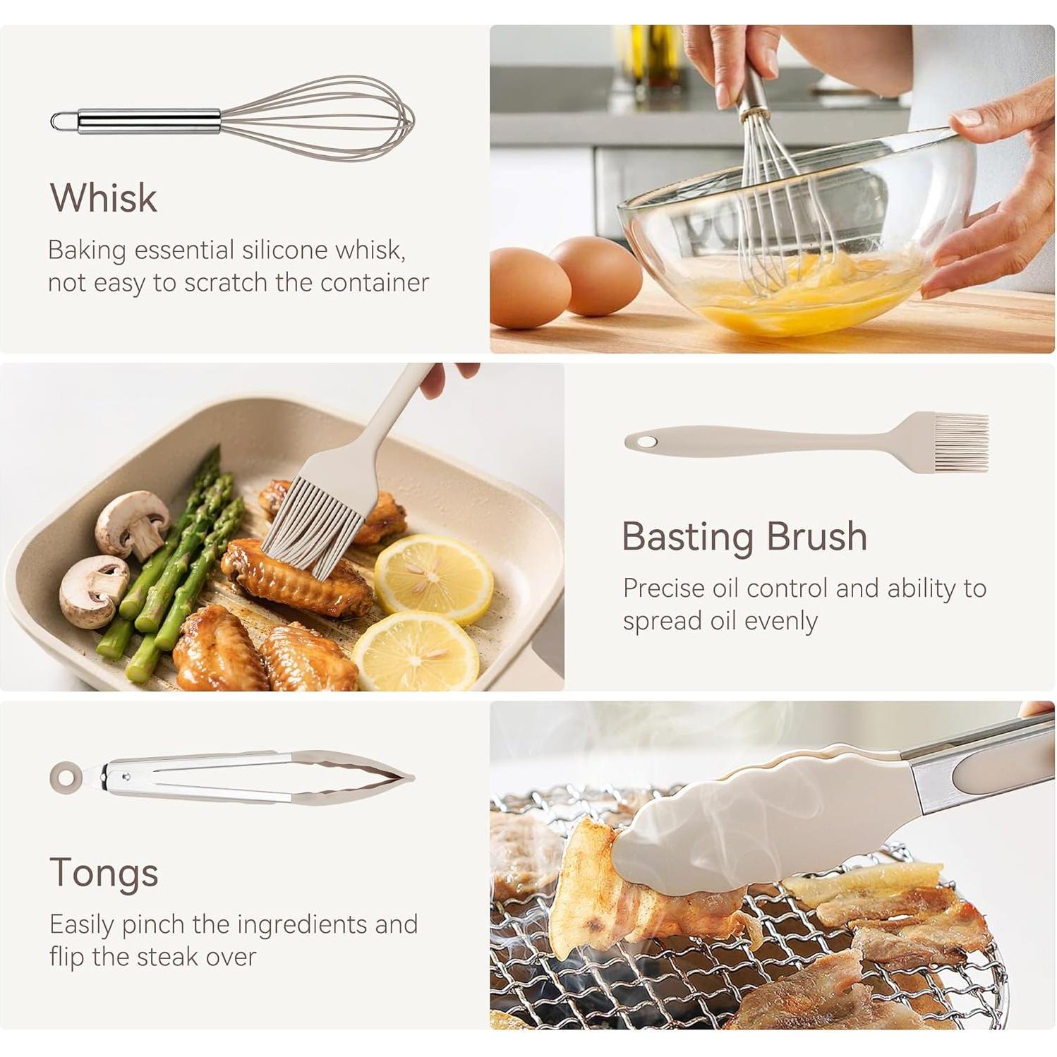 Juego de Utensilios de Cocina NCUE 28 Piezas Silicona Acero Inoxidable