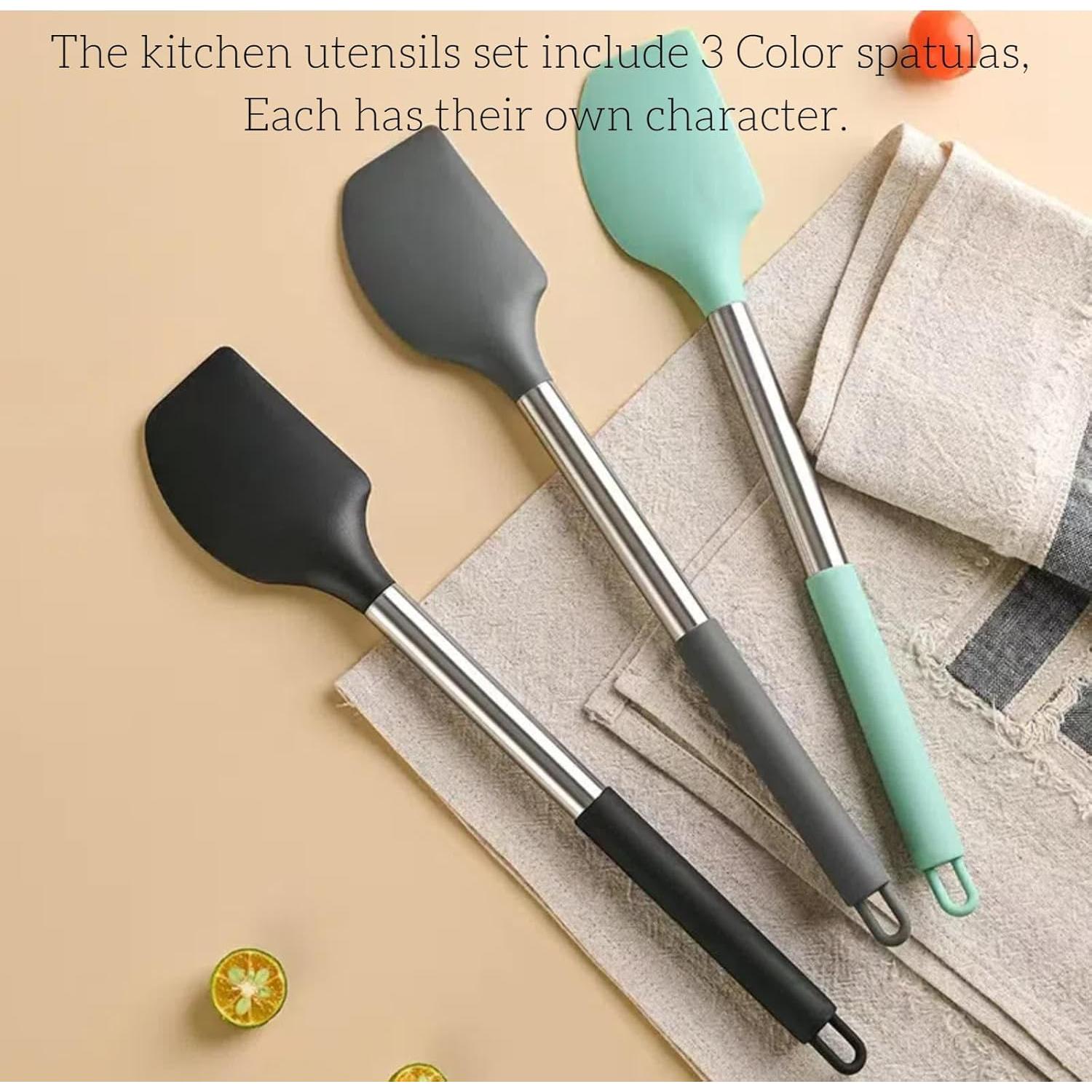 Juego de Espátulas de Silicona Cyoufine 3-Pack 33.5 cm Antiadherente