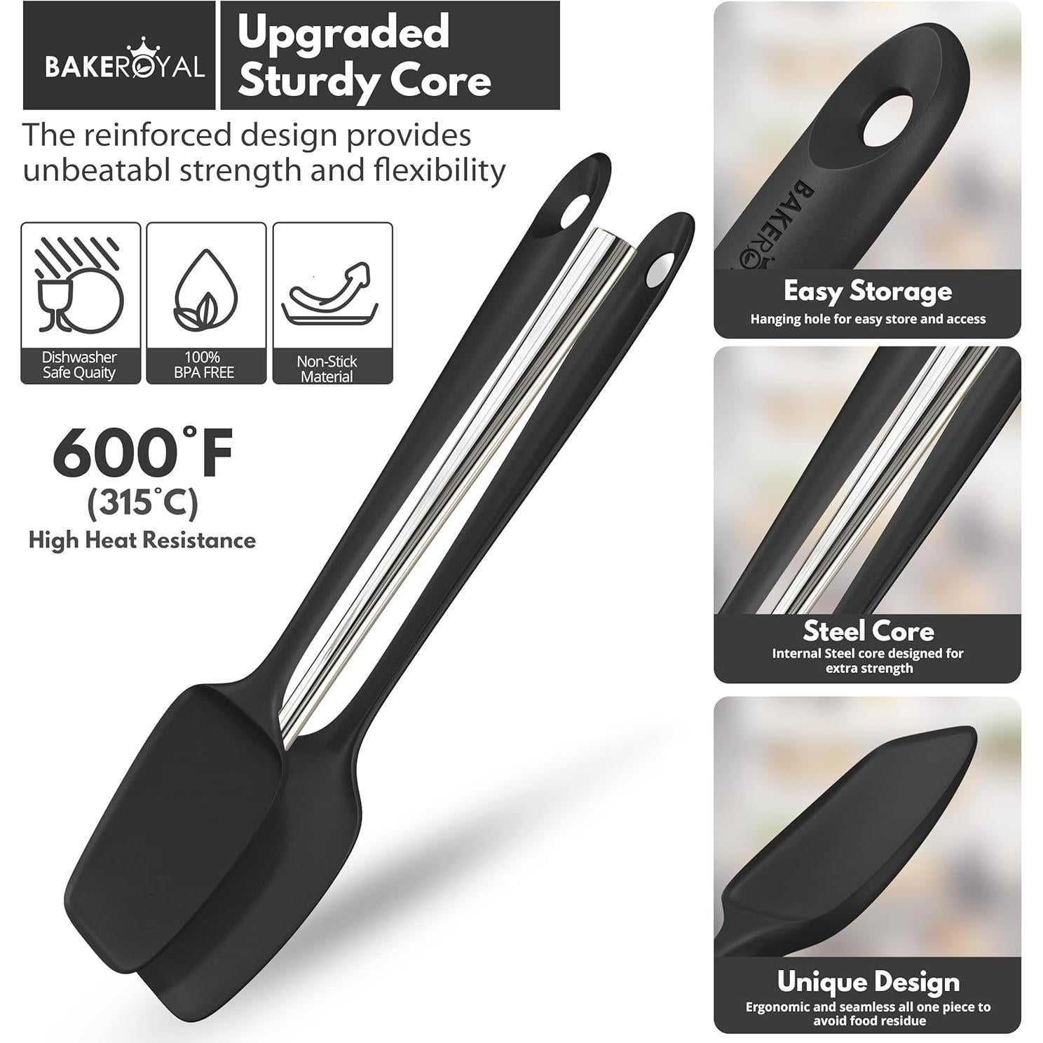 Juego de Espátulas de Silicona Bake Royal - 4 Piezas Resistentes al Calor 315.6°C