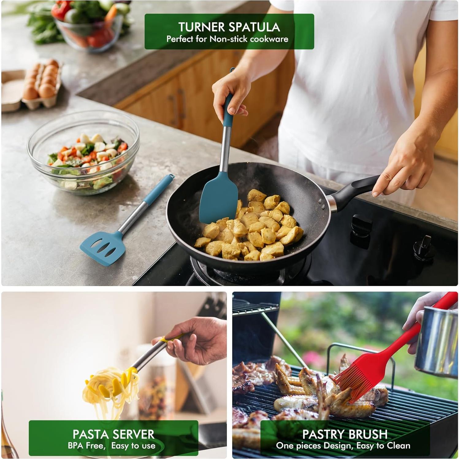 Juego de Utensilios de Cocina HOTEC 14pcs Silicona Multicolor