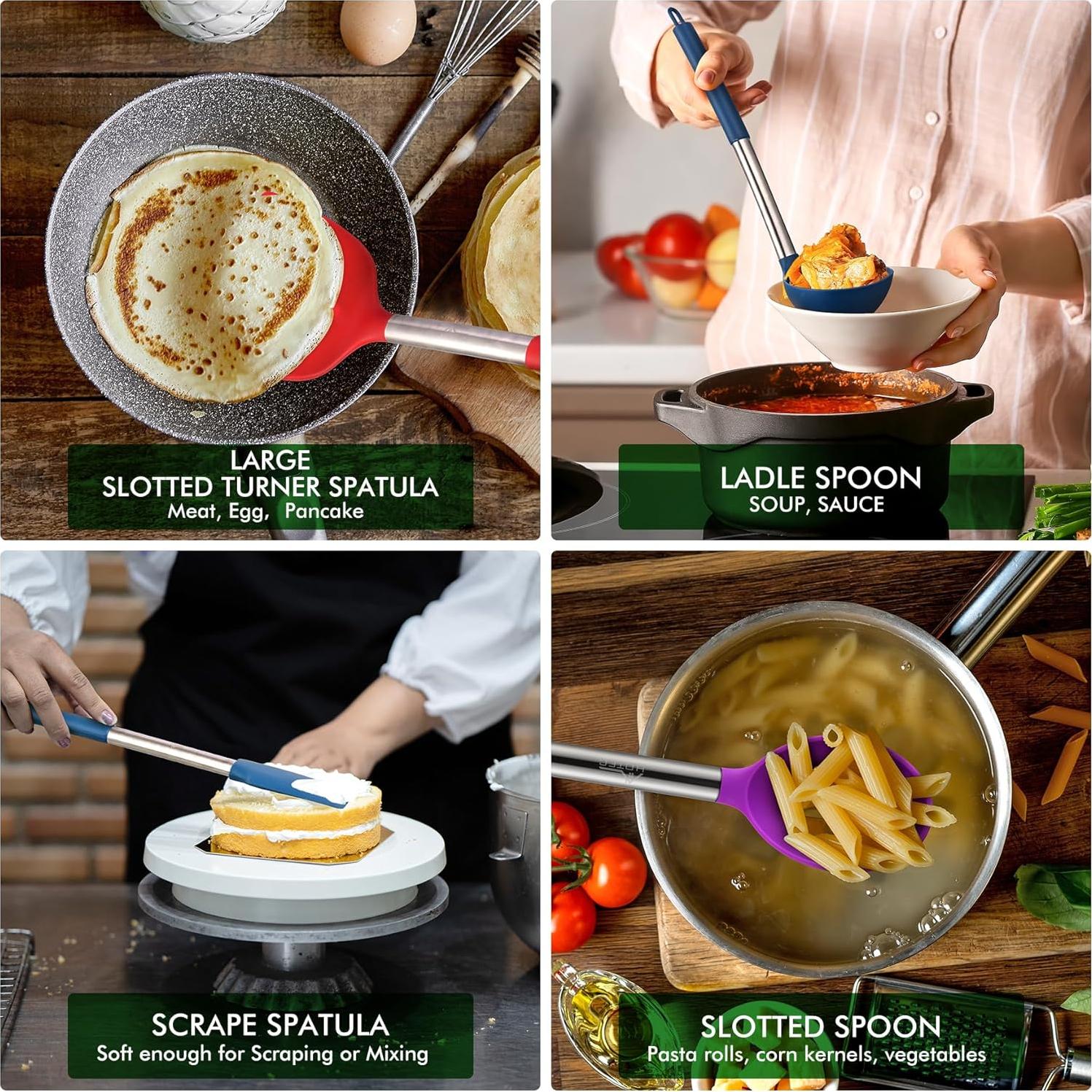 Juego de Utensilios de Cocina HOTEC 14pcs Silicona Multicolor