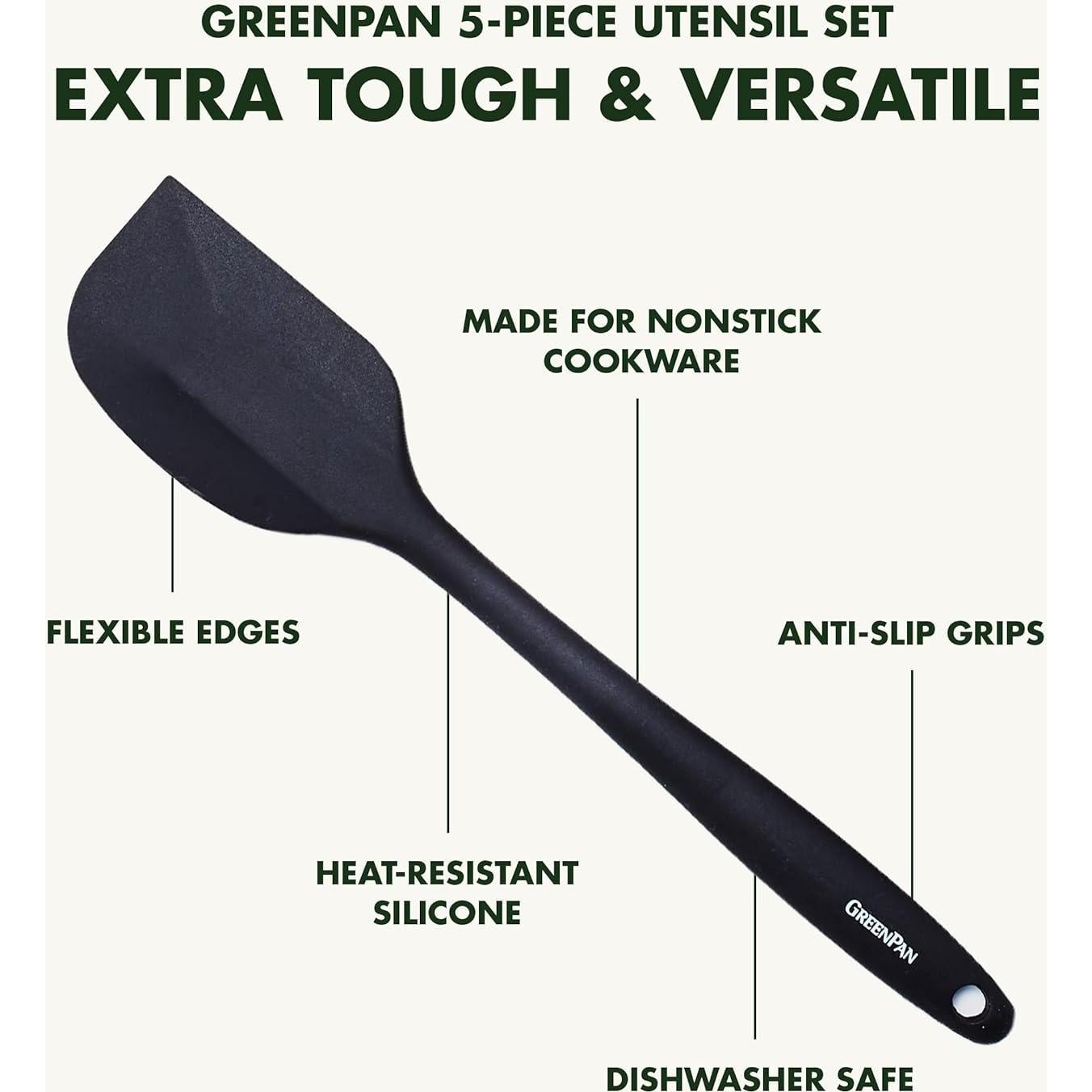 Juego de Utensilios de Cocina 5 Piezas GreenPan Silicona Negra