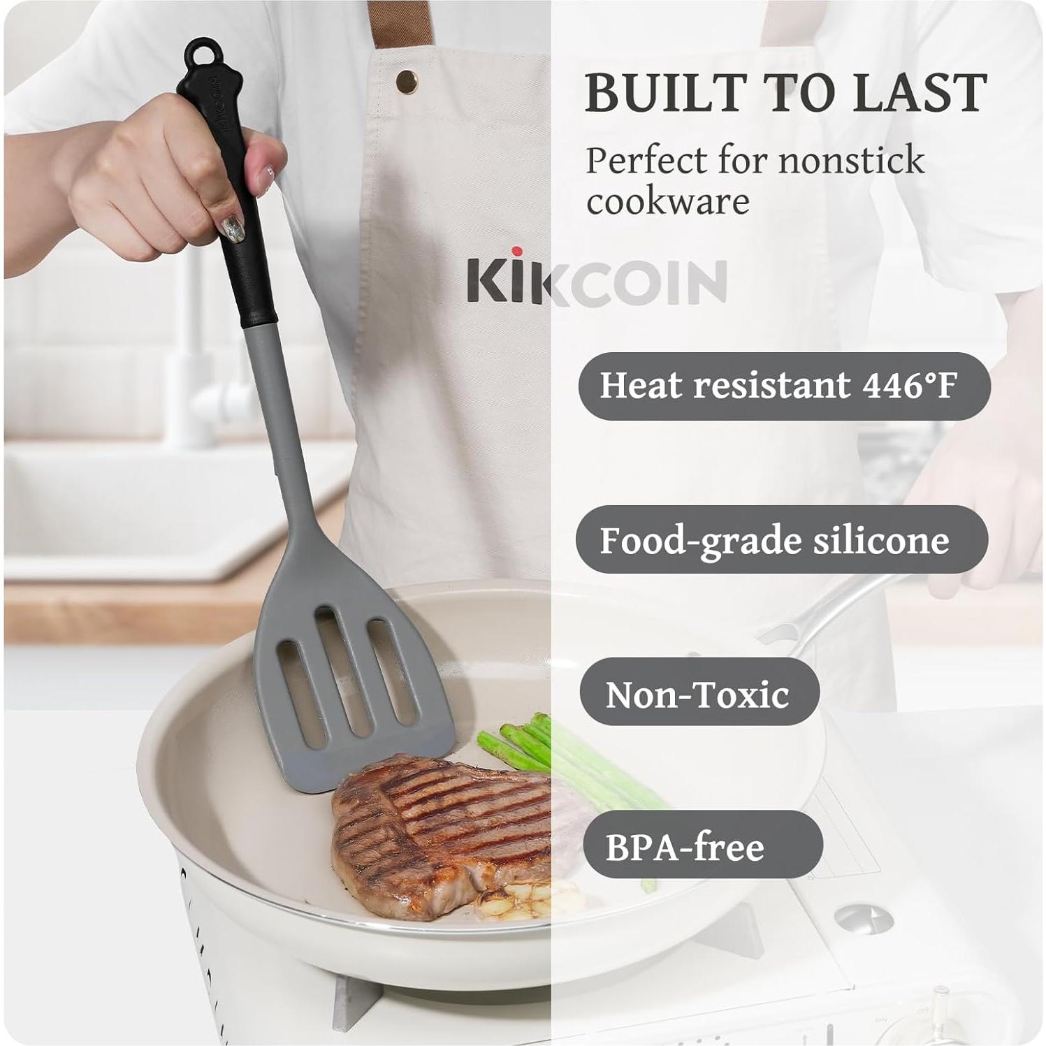 Set de Utensilios de Cocina Kikcoin 43 Piezas Silicona Gris