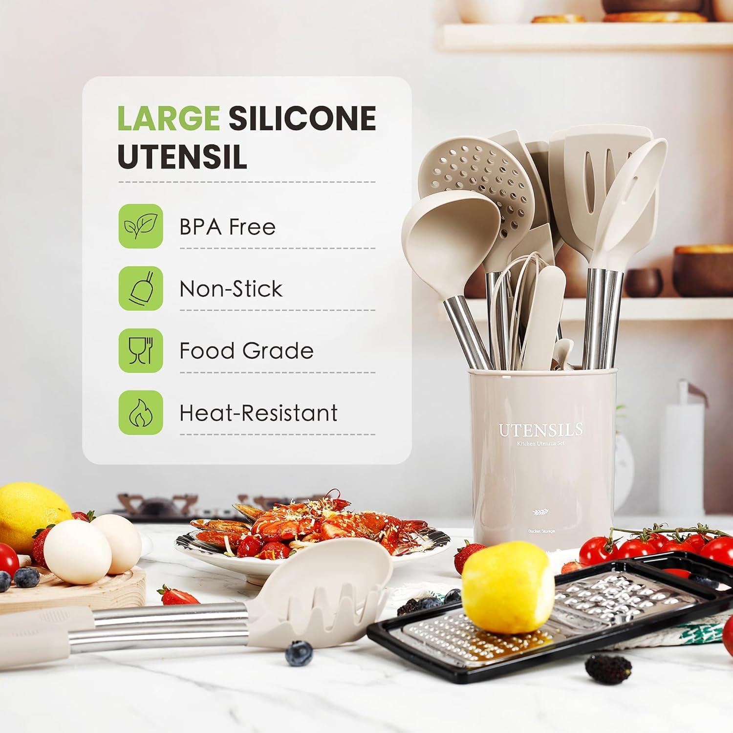 Juego de Utensilios de Cocina Fyvva 35 Piezas Silicona Acero