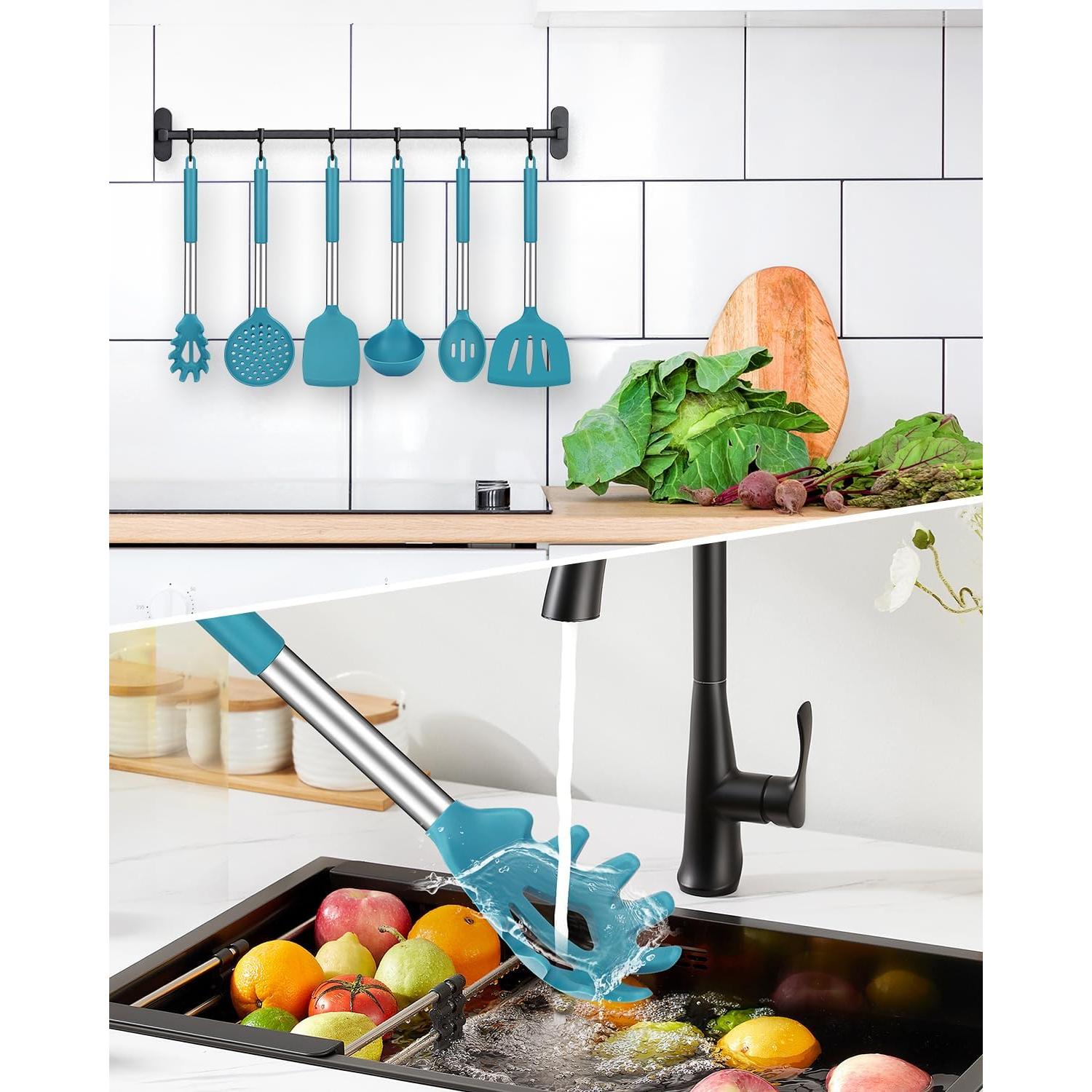 Juego de Utensilios de Cocina BUNDLEPRO 8 Piezas Silicona Azul