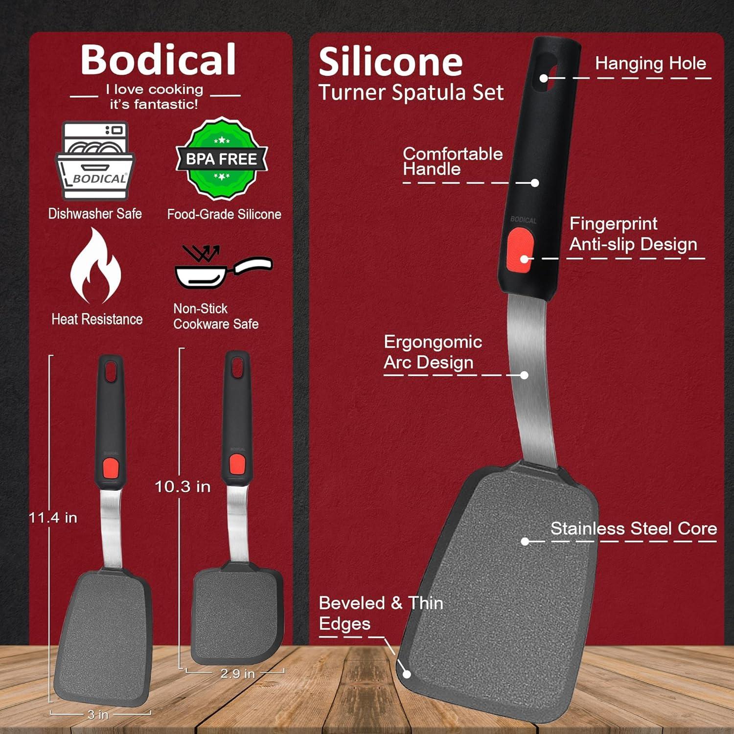 Juego de Espátulas de Silicona BodiCal 2 Piezas Resistente al Calor