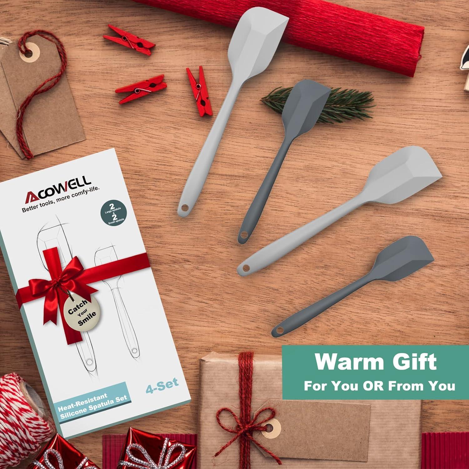 Juego de Espátulas de Silicona AcoWELL 4 Piezas Resistentes al Calor