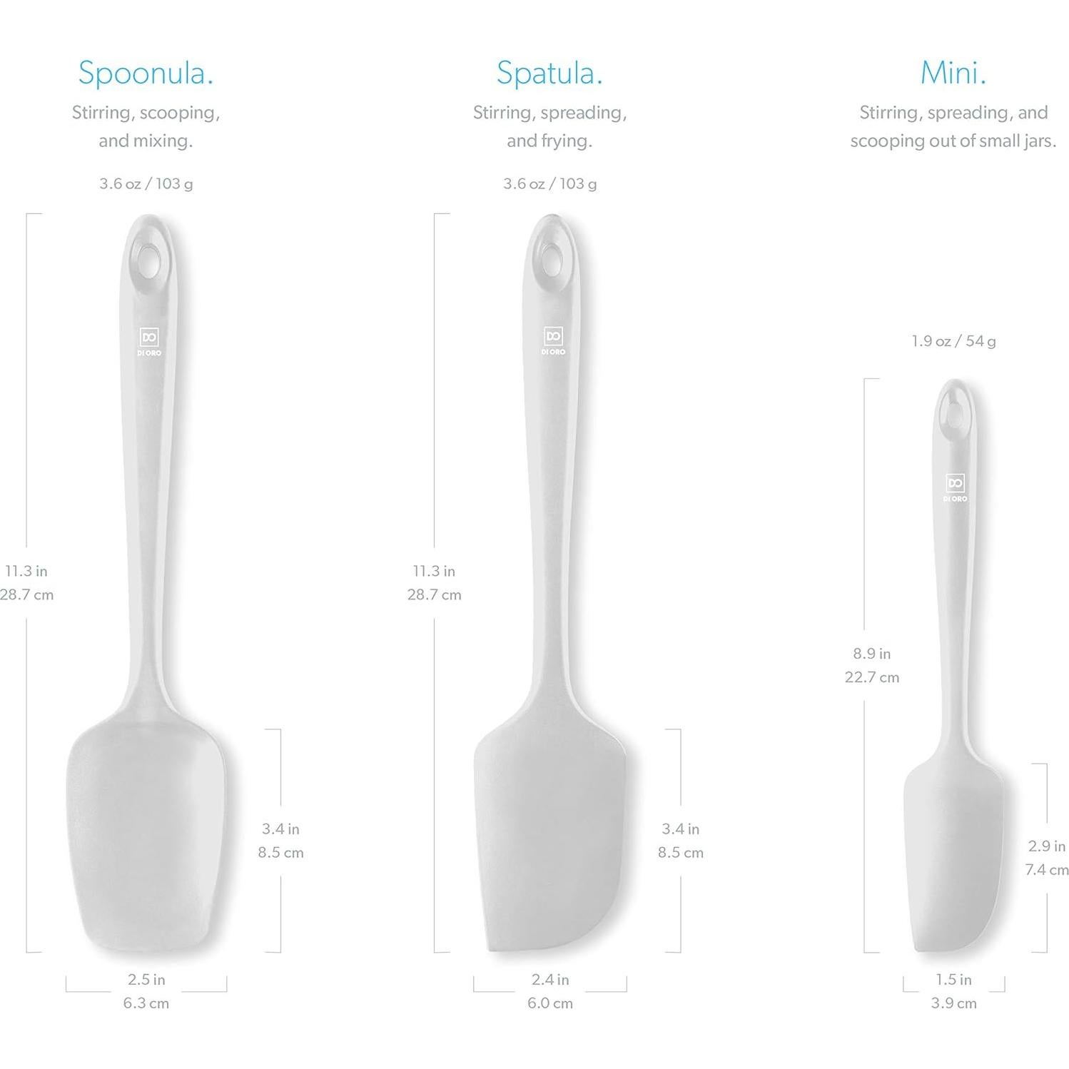 Conjunto de Espátulas de Silicona DI ORO - 3 Piezas Resistente al Calor