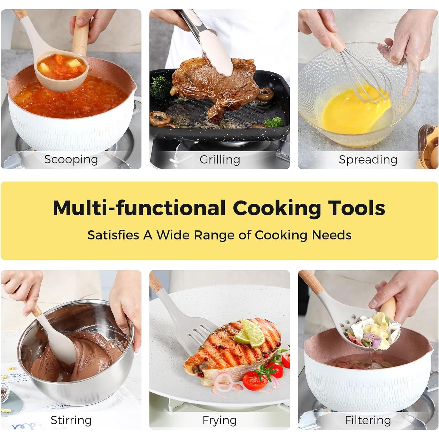 Juego de Utensilios de Cocina Hvygss 26 Piezas Silicona Caqui