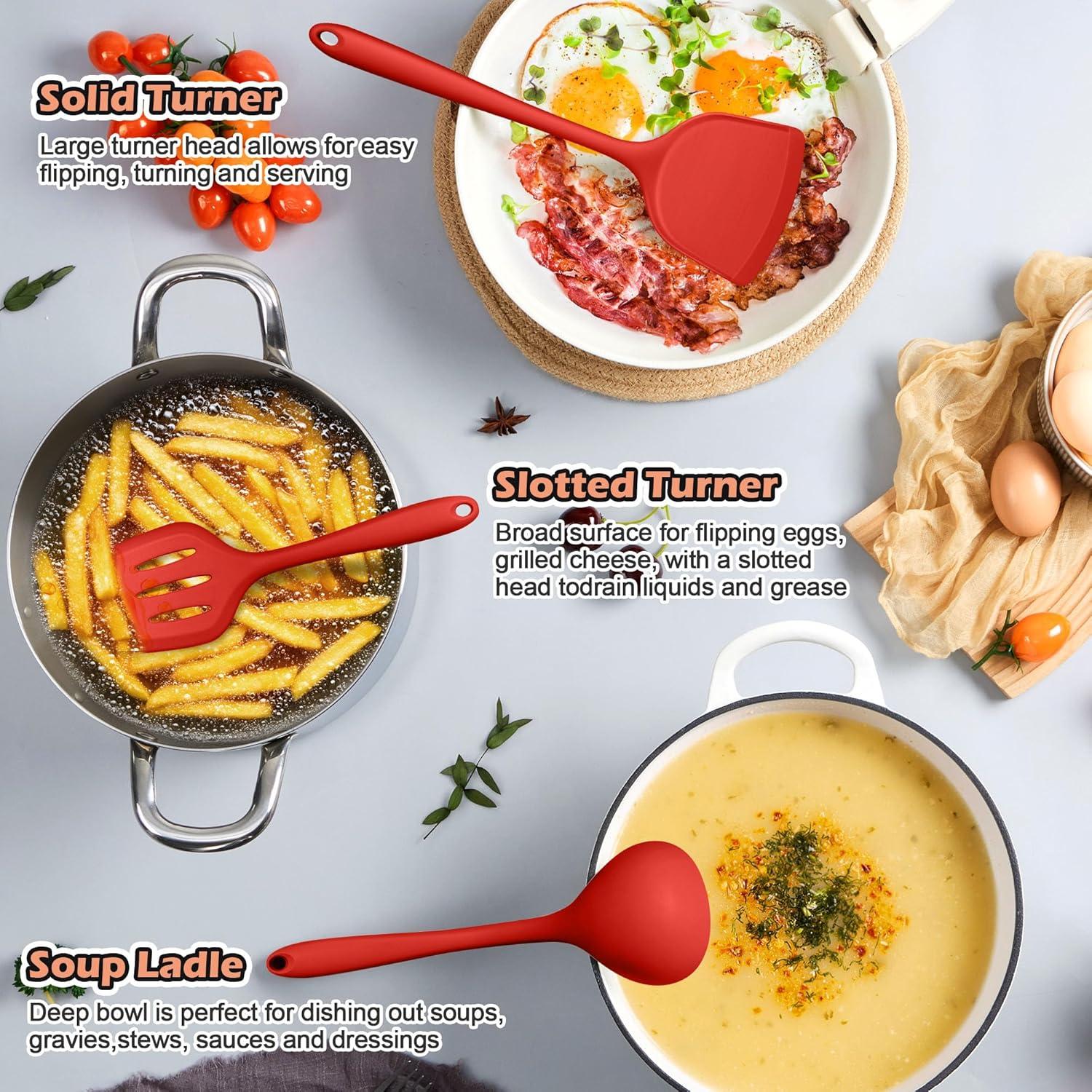 Juego de Utensilios de Cocina 15 Piezas Homikit Silicona Roja