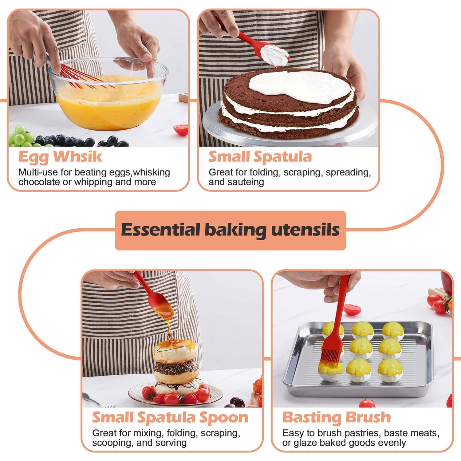 Juego de Utensilios de Cocina 15 Piezas Homikit Silicona Roja