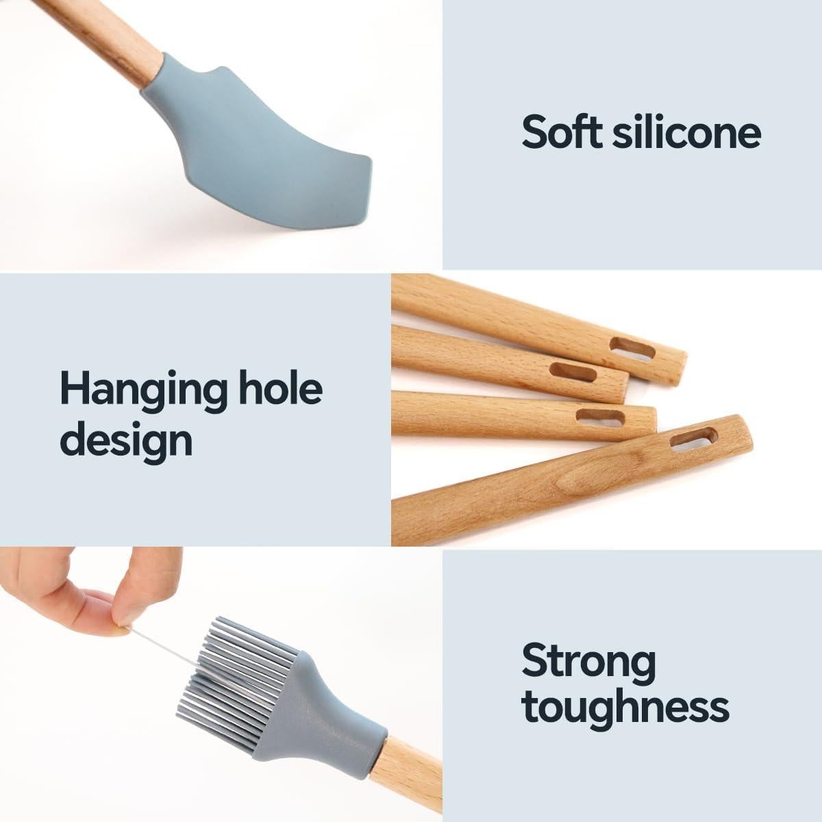 Juego de 5 espátulas de silicona SiypWok azul niebla