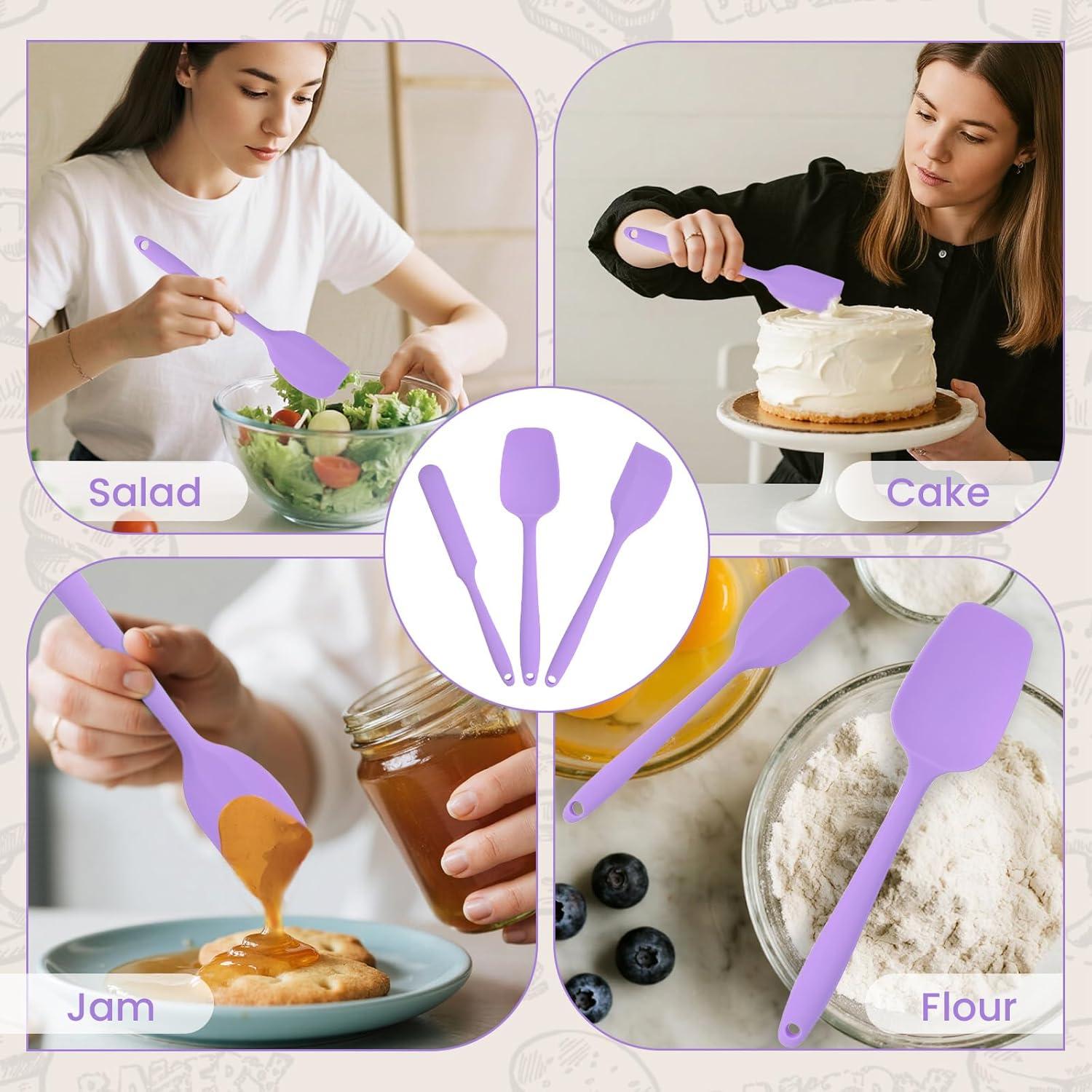 Juego de Espátulas de Silicona Verwohnt 3 Paquetes Morado