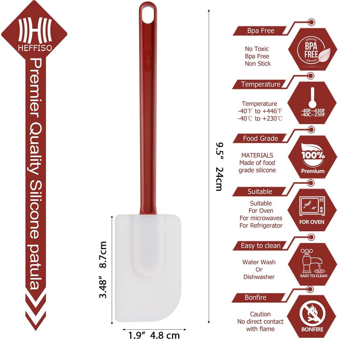 Juego de 3 Espátulas de Silicona Heffiso 24 cm Antiadherentes