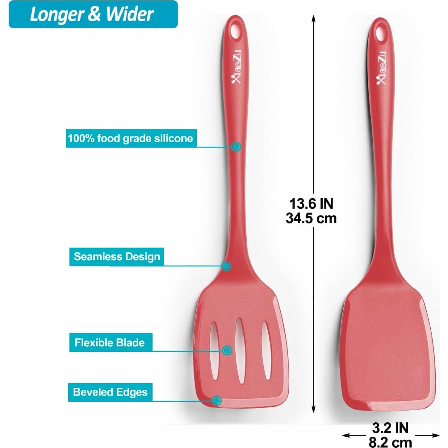 Juego de Espátulas de Silicona XiaoZu 34.5 cm Rojo Antiadherente