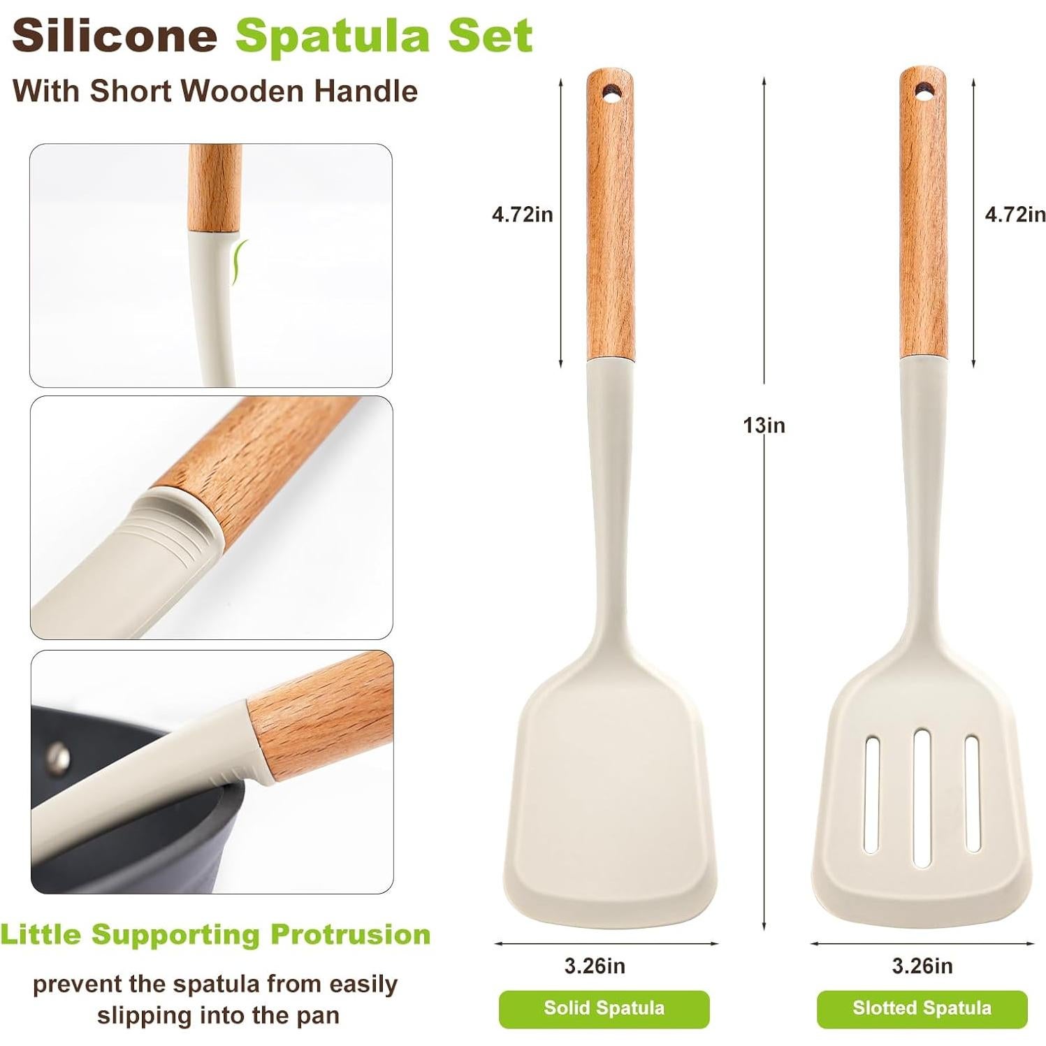 Juego de 2 Espátulas de Silicona AcoWELL con Mango de Madera