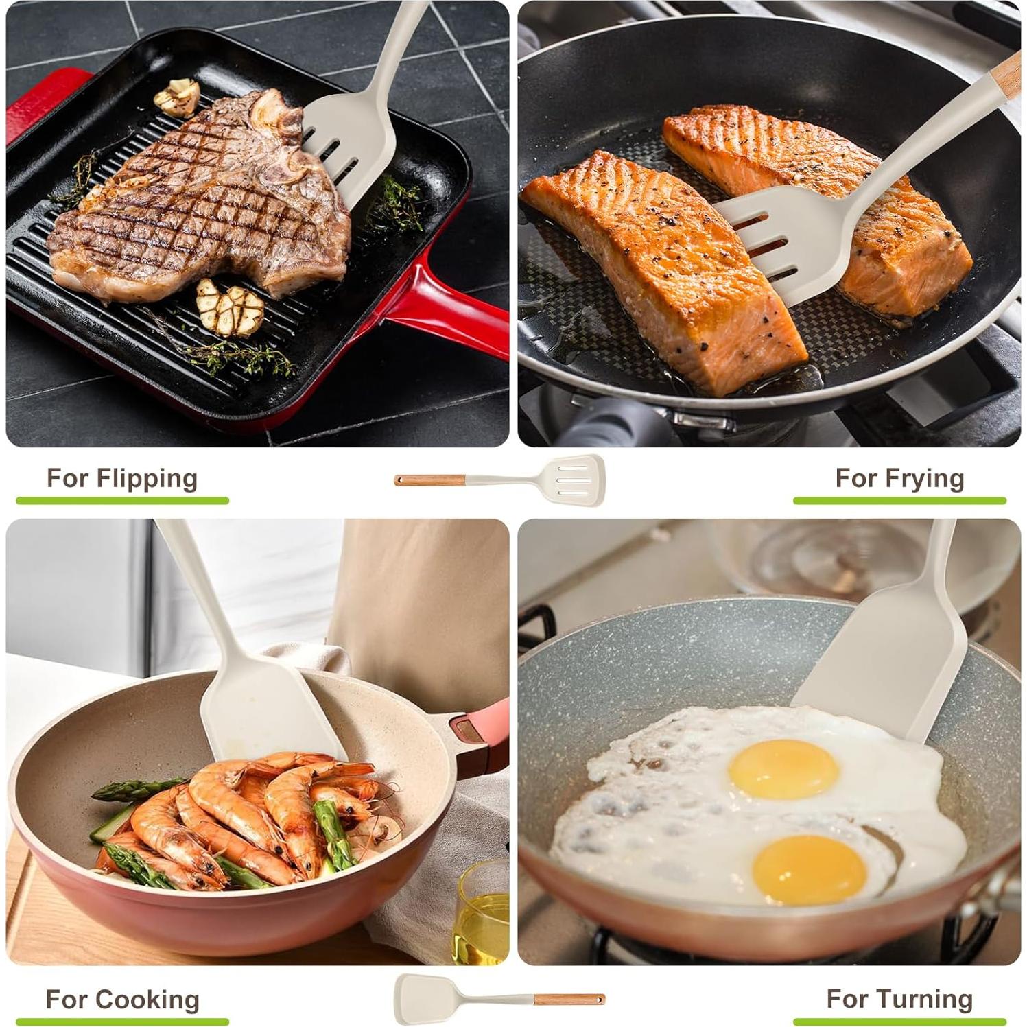 Juego de 2 Espátulas de Silicona AcoWELL con Mango de Madera