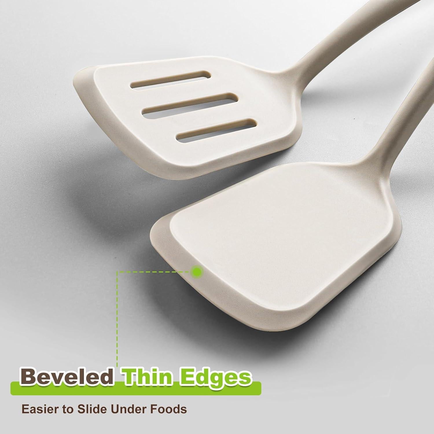 Juego de 2 Espátulas de Silicona AcoWELL con Mango de Madera