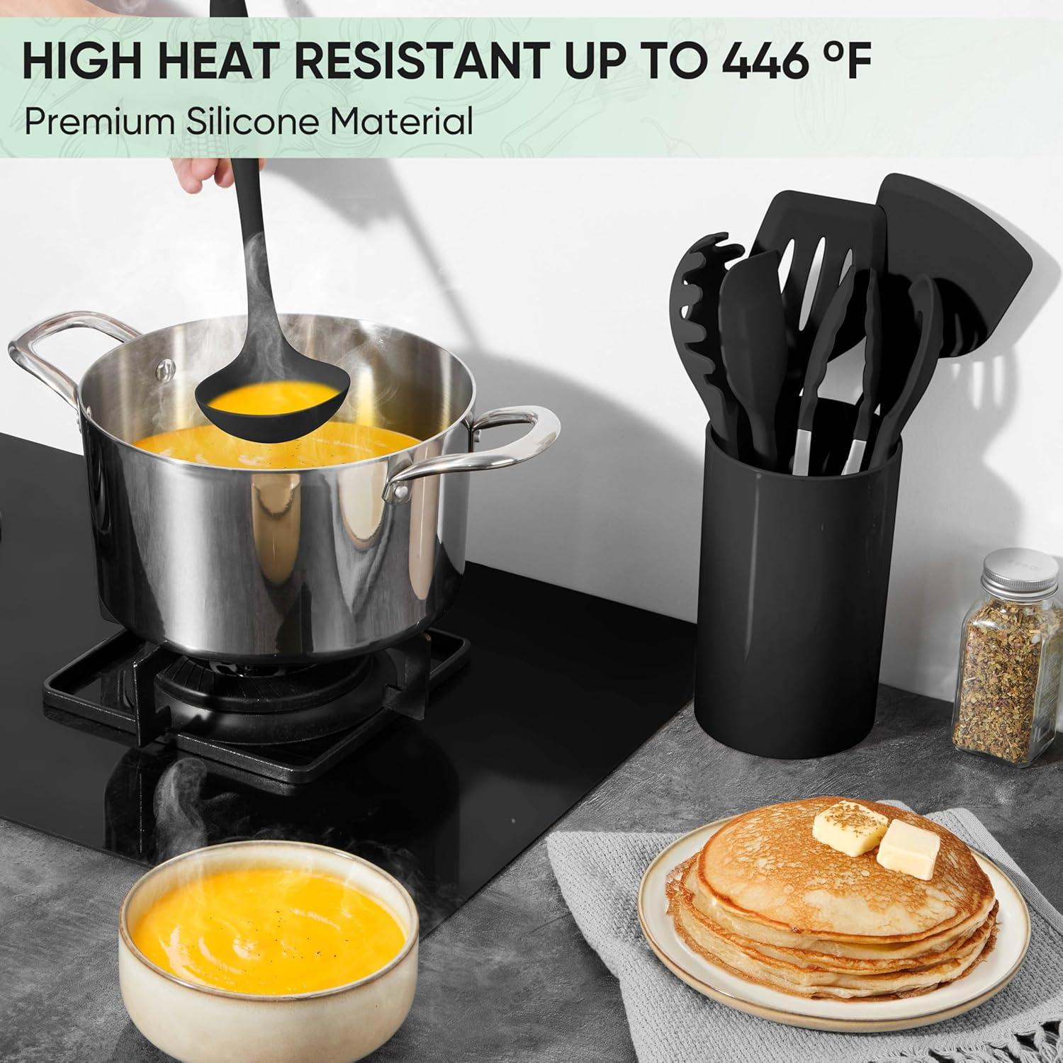 Juego de Utensilios de Cocina Herogo 7 Piezas Silicona Negro