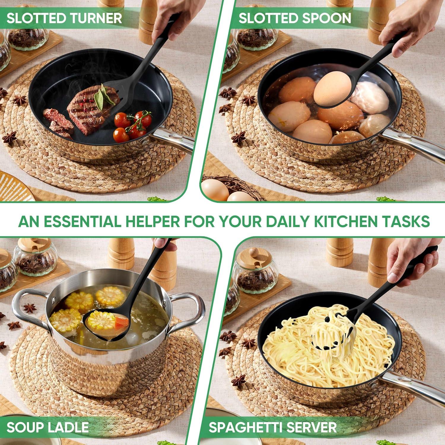 Juego de Utensilios de Cocina Herogo 7 Piezas Silicona Negro