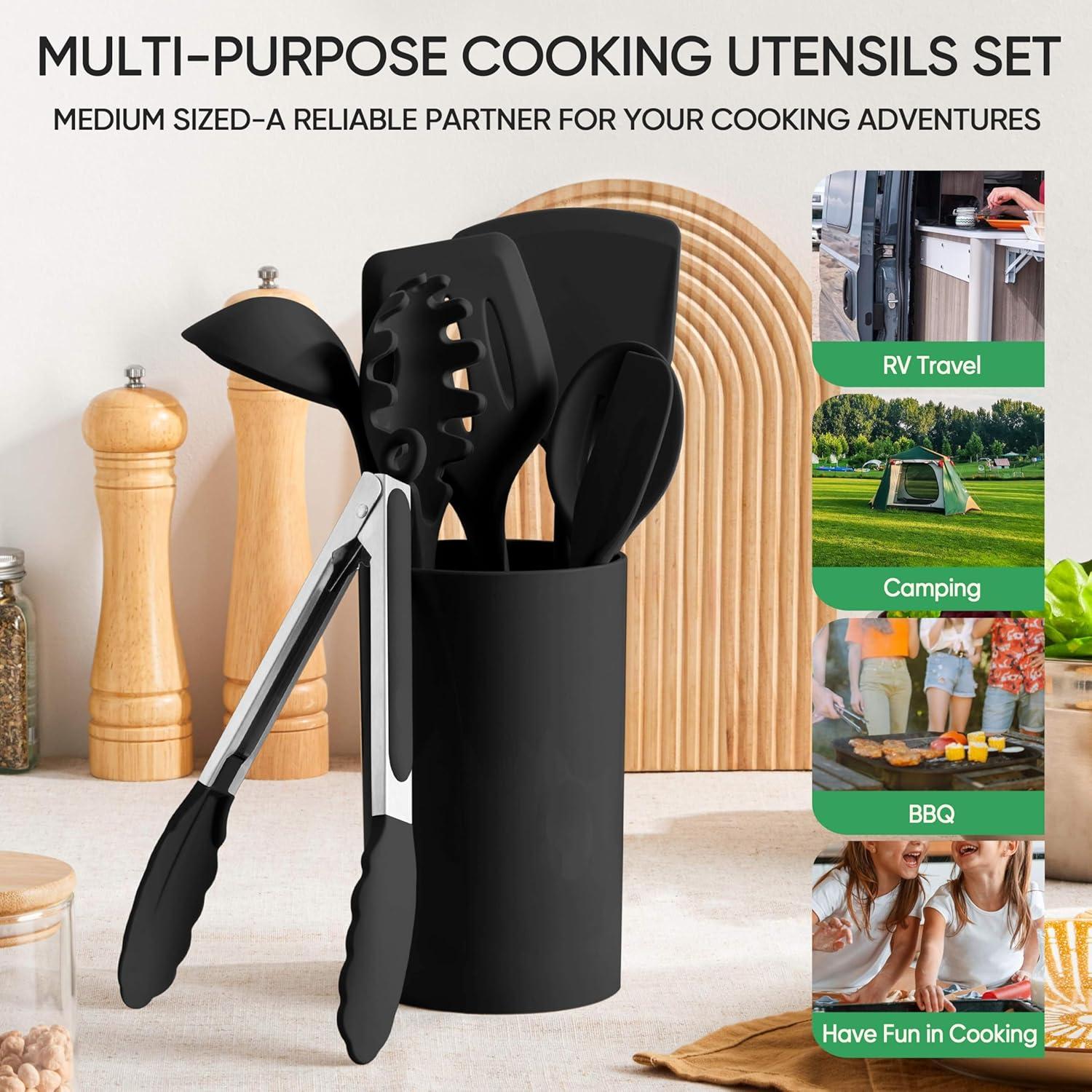 Juego de Utensilios de Cocina Herogo 7 Piezas Silicona Negro